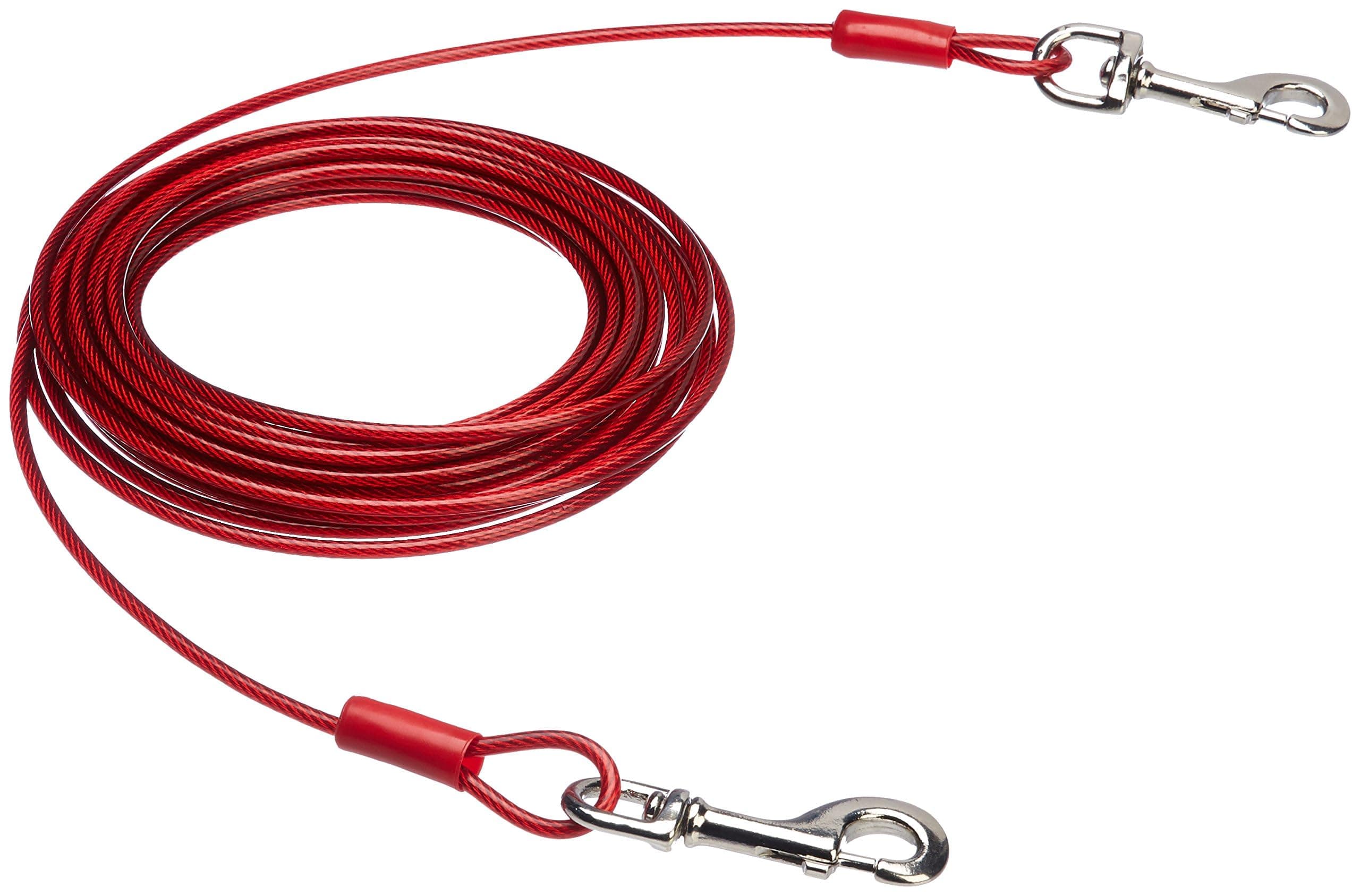 Amazon Basics Tie-Out Cable For Dogs Up to 56.69 KG, 9.14 M, Red
