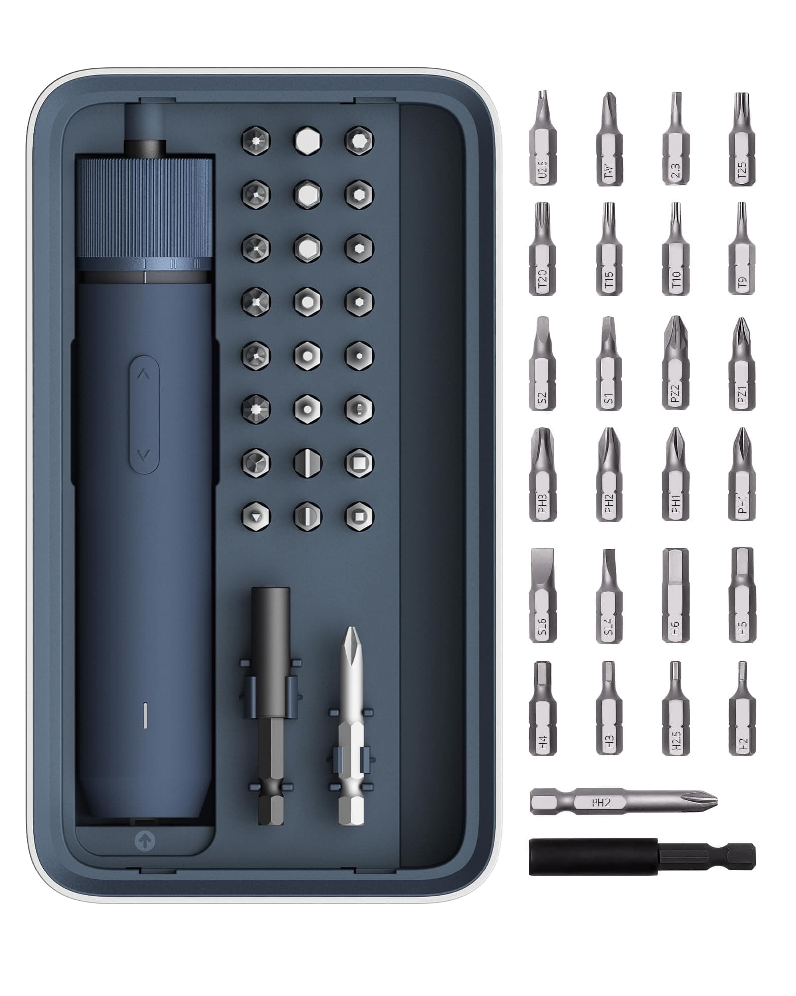 - HOTO Electric Screwdriver Kit, Upgraded 1/4'' Hex 25 Bits, Magnetic Lid, Rechargeable Cordless Screwdriver, 1500mAh Battery, LED Light, Ideal for Furniture Assembly, Home Repair & Garage Projects