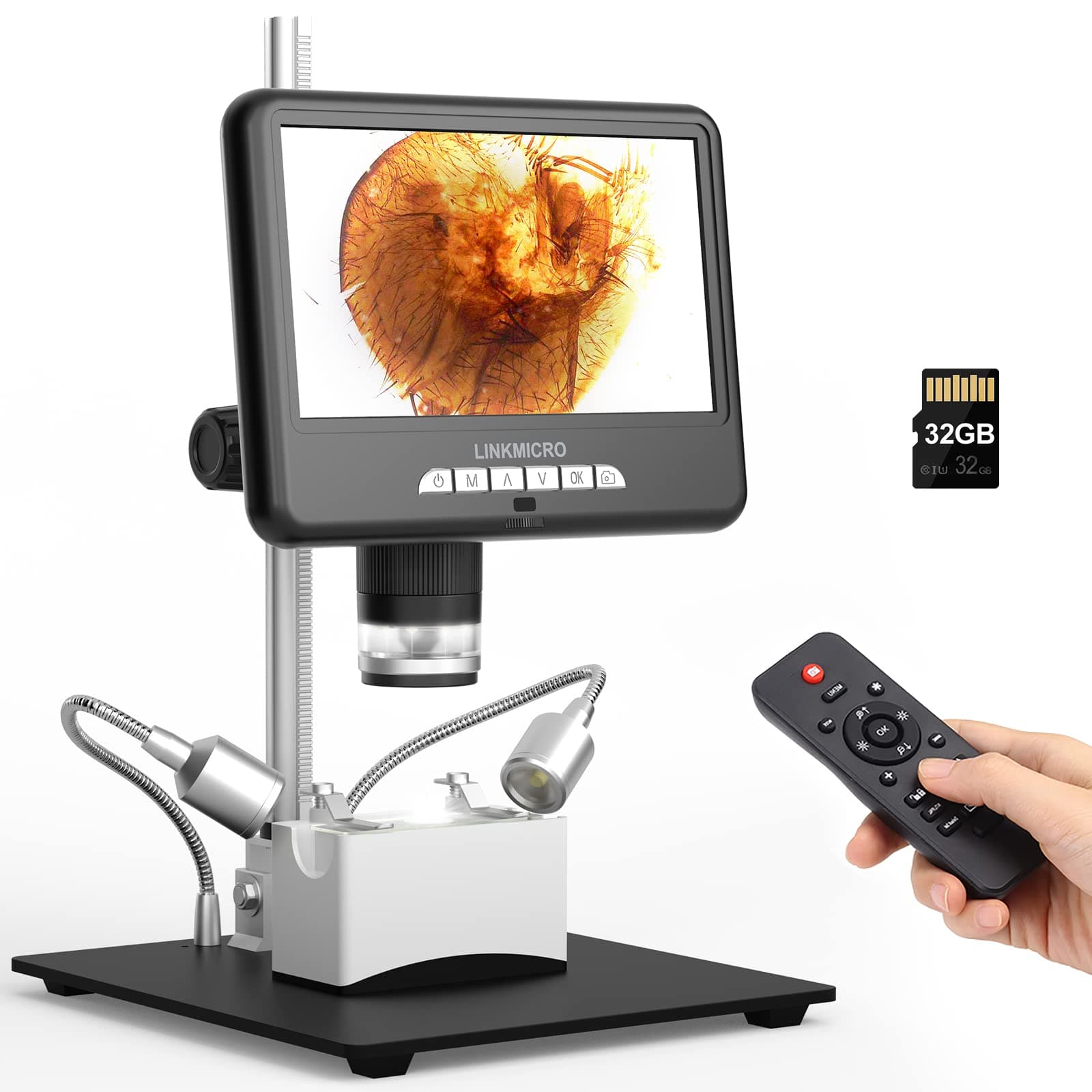 10.1" HDMI Digital Microscope with Screen, Coin Microscope with Lights for Error Coins, UHD 2160P Video, Electronics Soldering Microscope Camera for Adult, 8 LED, UV Filter, Windows, 32GB