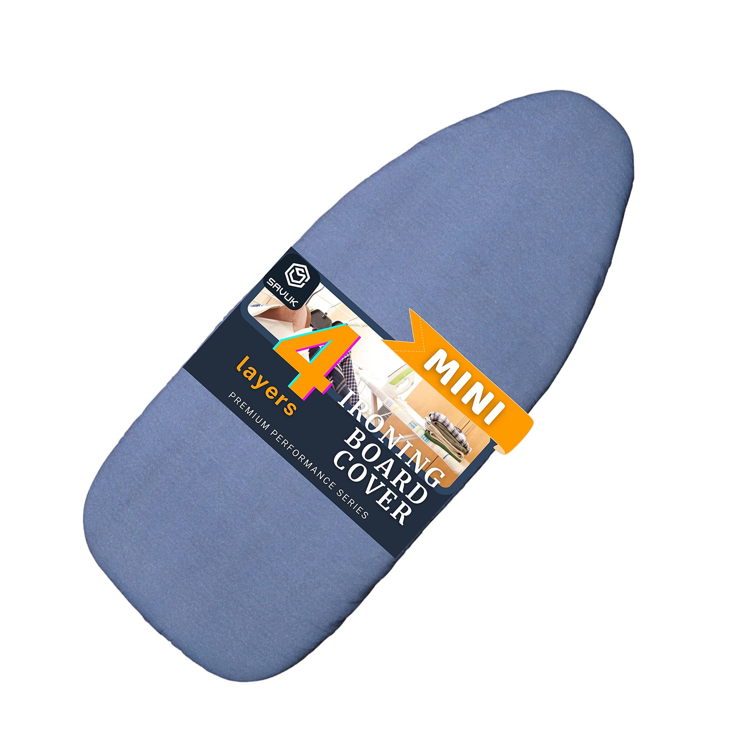 12.5 X 32 inch Smart Table top Ironing Board Cover and Pad with Standard Size, Fits Small, Mini Board, Easy Placement, Extra Thick Padding, Elastic Cord, Heat Resistance (12.5" X 30", Blue)