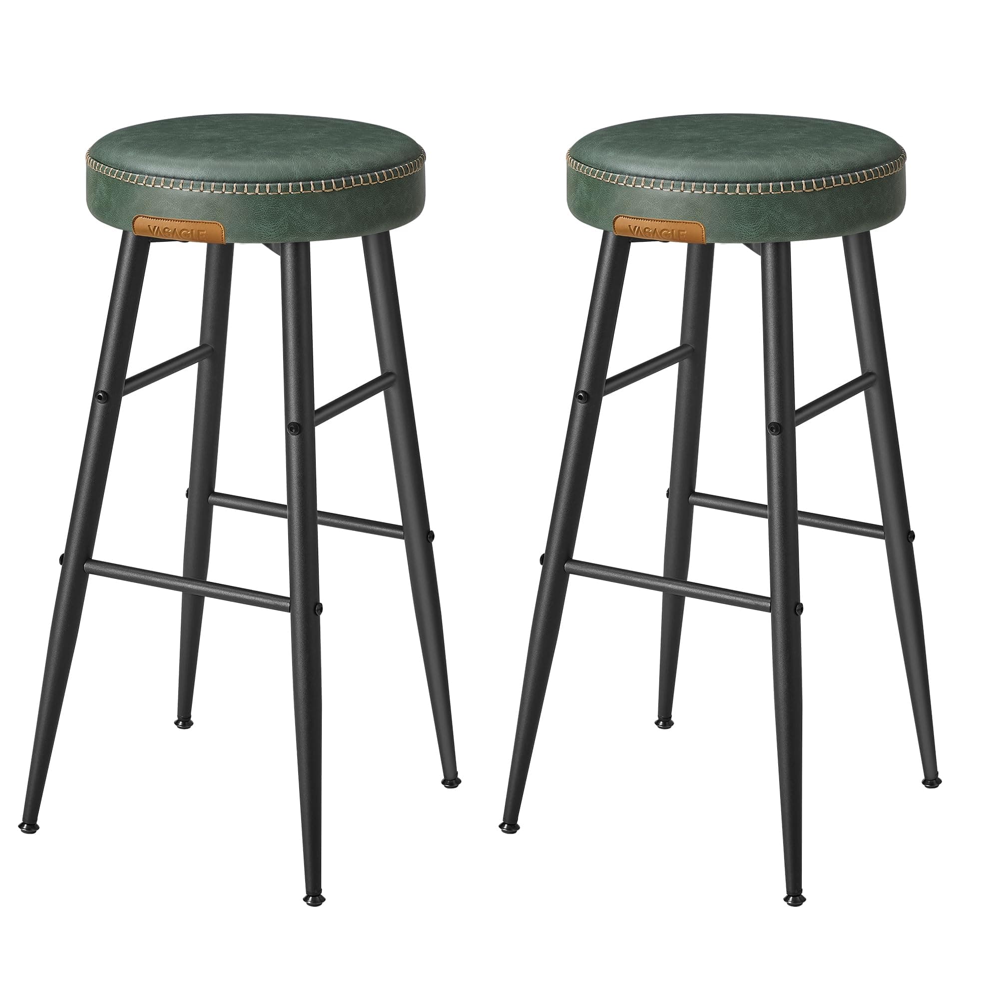 VASAGLE Bar Stools, Set of 2 Kitchen Breakfast Bar Height Chairs, Dining Stools with Footrest Olive Green ULBC090C01