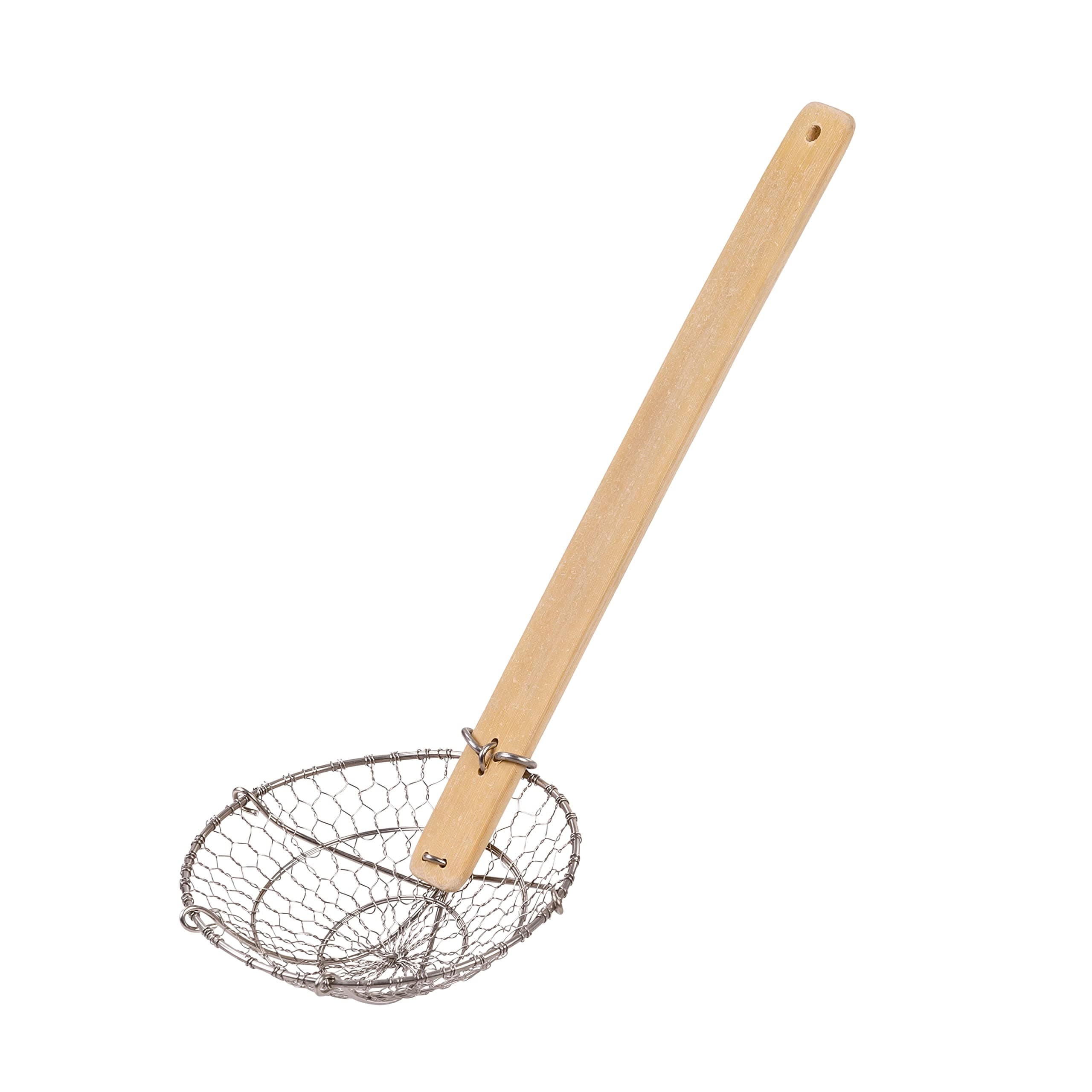 Joyce Chen Kitchen Spider Strainer Stainless Steel 5-Inch Wire Basket with Heat-Resistant Bamboo Handle