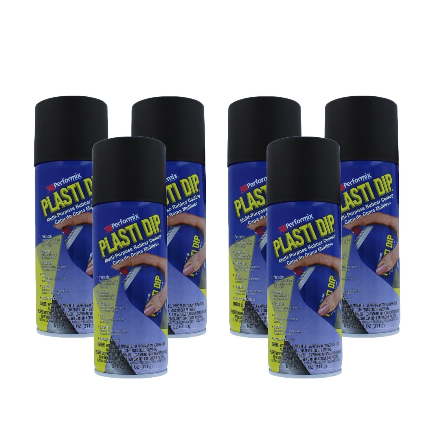 Performix 11203-6PK Plasti Dip Black Multi-Purpose Rubber Coating Aerosol - 11 oz., (Pack of 6)