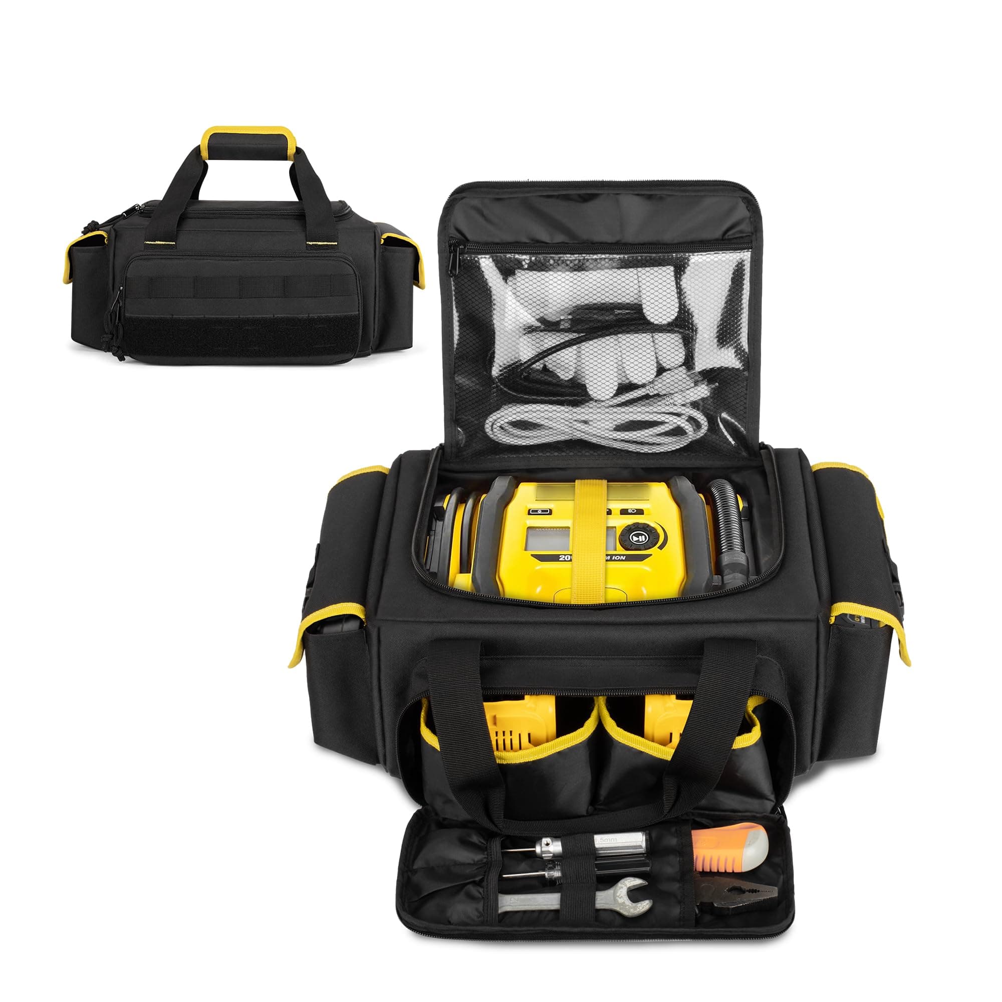 Air Compressor Carrying Bag Compatible with DEWALT DCC018N 18 Volt Triple Source Inflator, Portable Tyre Inflator Storage Bag for DEWALT DCC018N Air Compressor, Charger, Batteries