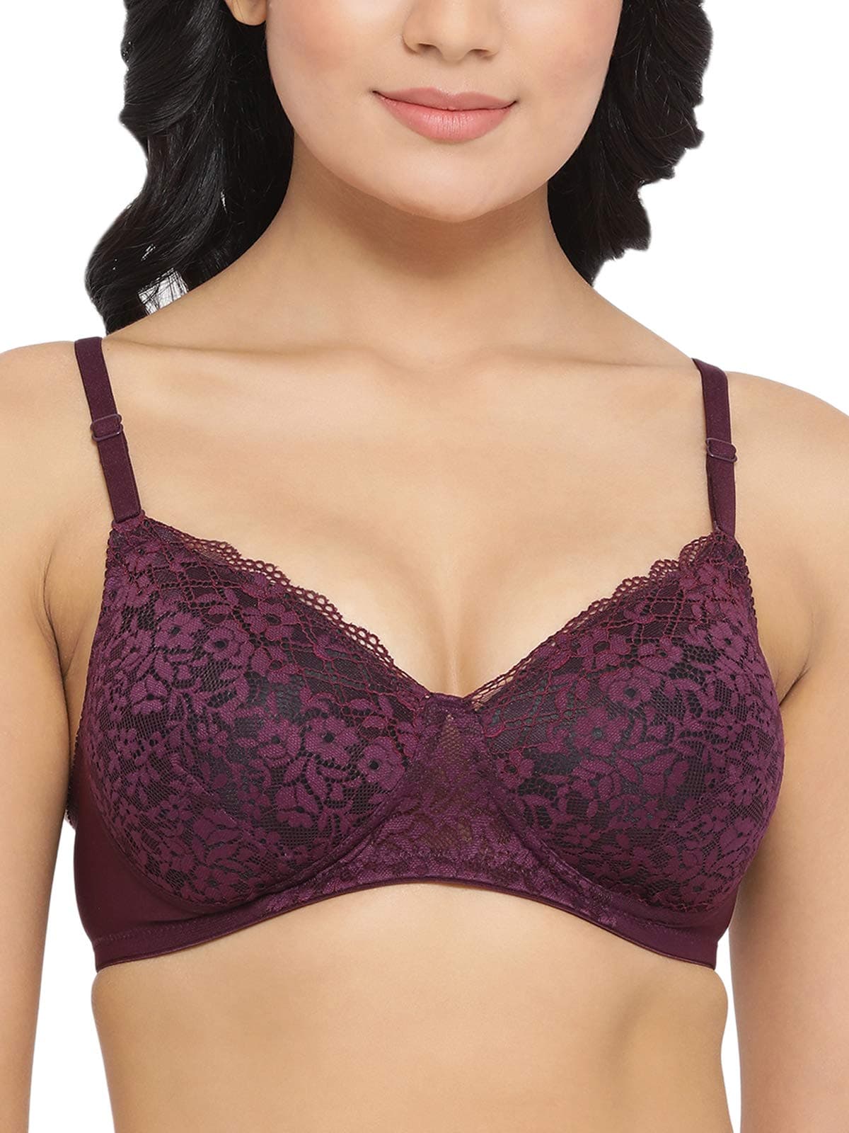 CloviaWomen's Net Lightly Padded Wire Free Full Cup Coverage Bra