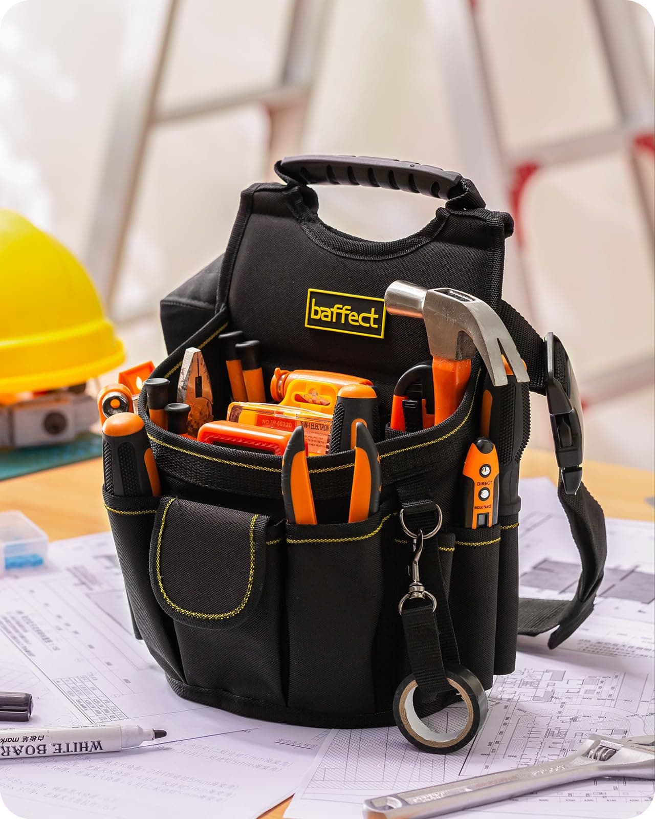 Electrician Tool Pouch - 20 Pockets Canvas Tool bag With Adjustable Belt, Heavy Duty Professional Waist Work Pouch for Technicians