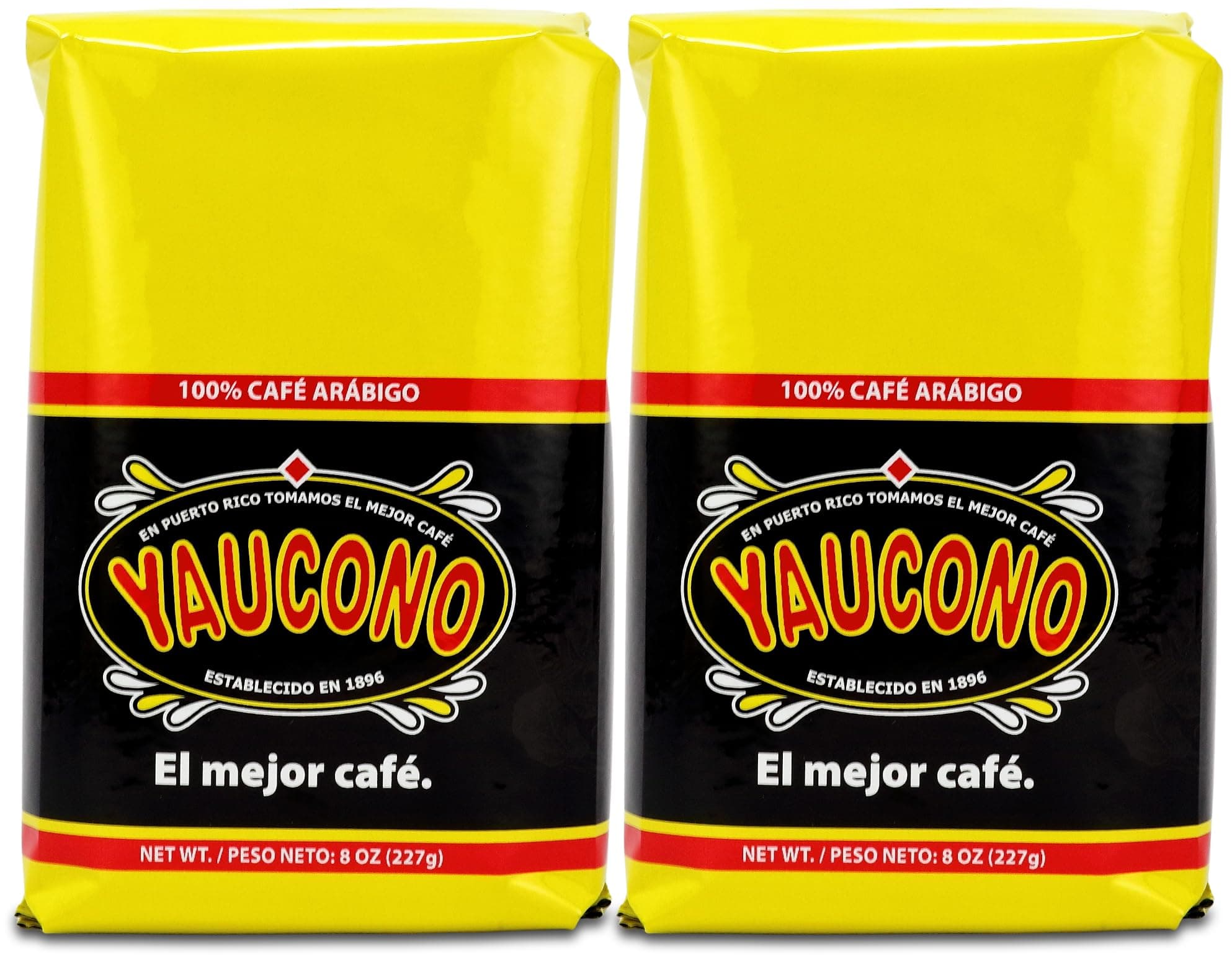 Yaucono Ground Coffee Bagged, 8 Ounce (Pack of 2)