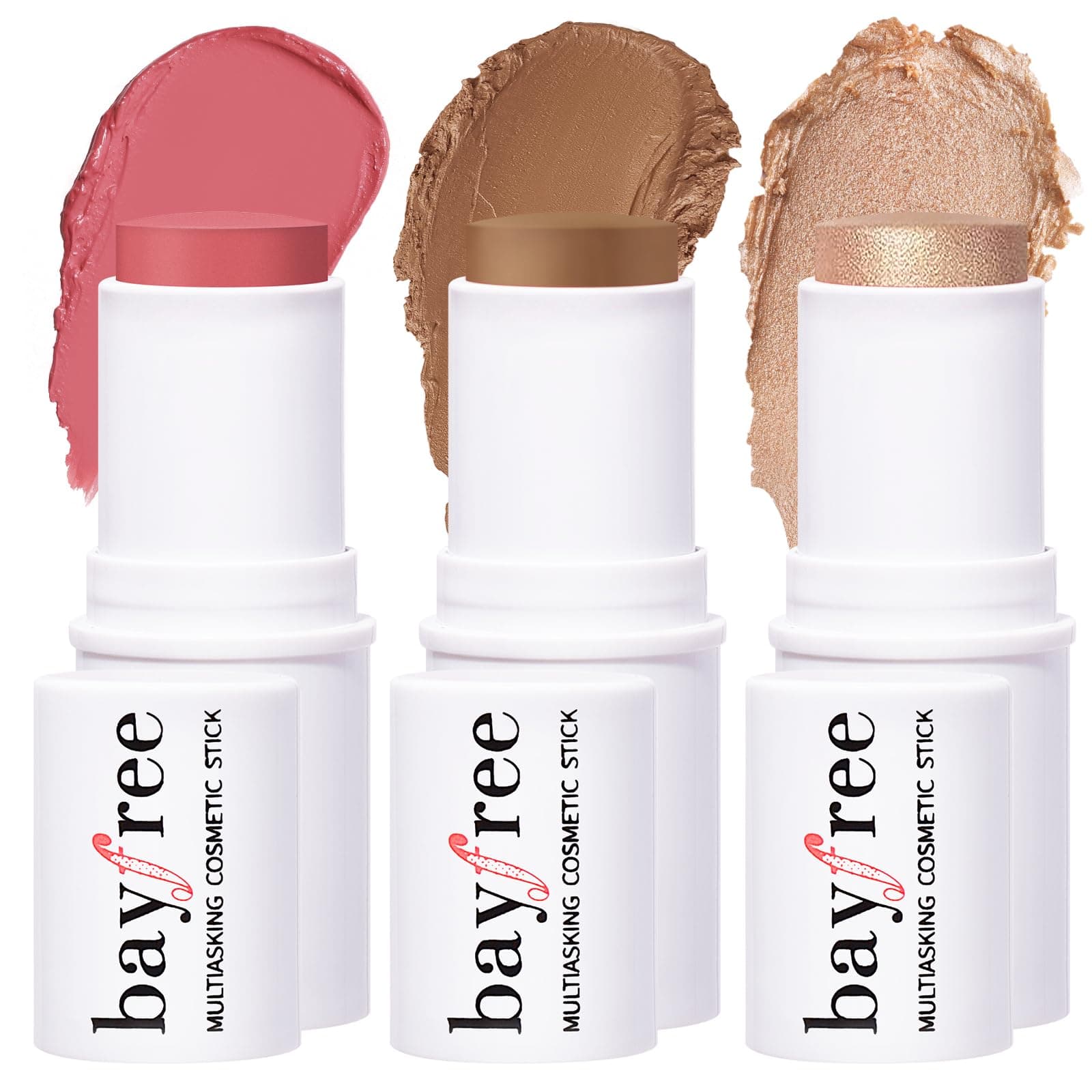 KIMUSE Multi Stick Trio Face Makeup, Cream Blush Stick for Cheeks & Lips, Contour Stick & Highlighter Makeup Sticks for All Skin