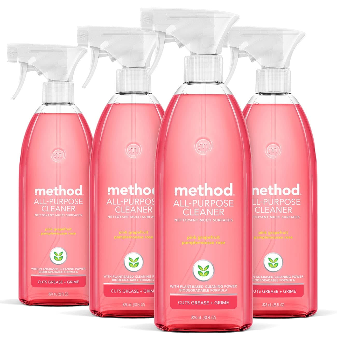 Method All-Purpose Cleaner Spray, Pink Grapefruit, Perfect for Most Counters, Tiles and More, 28 Fl Oz, (Pack of 4)