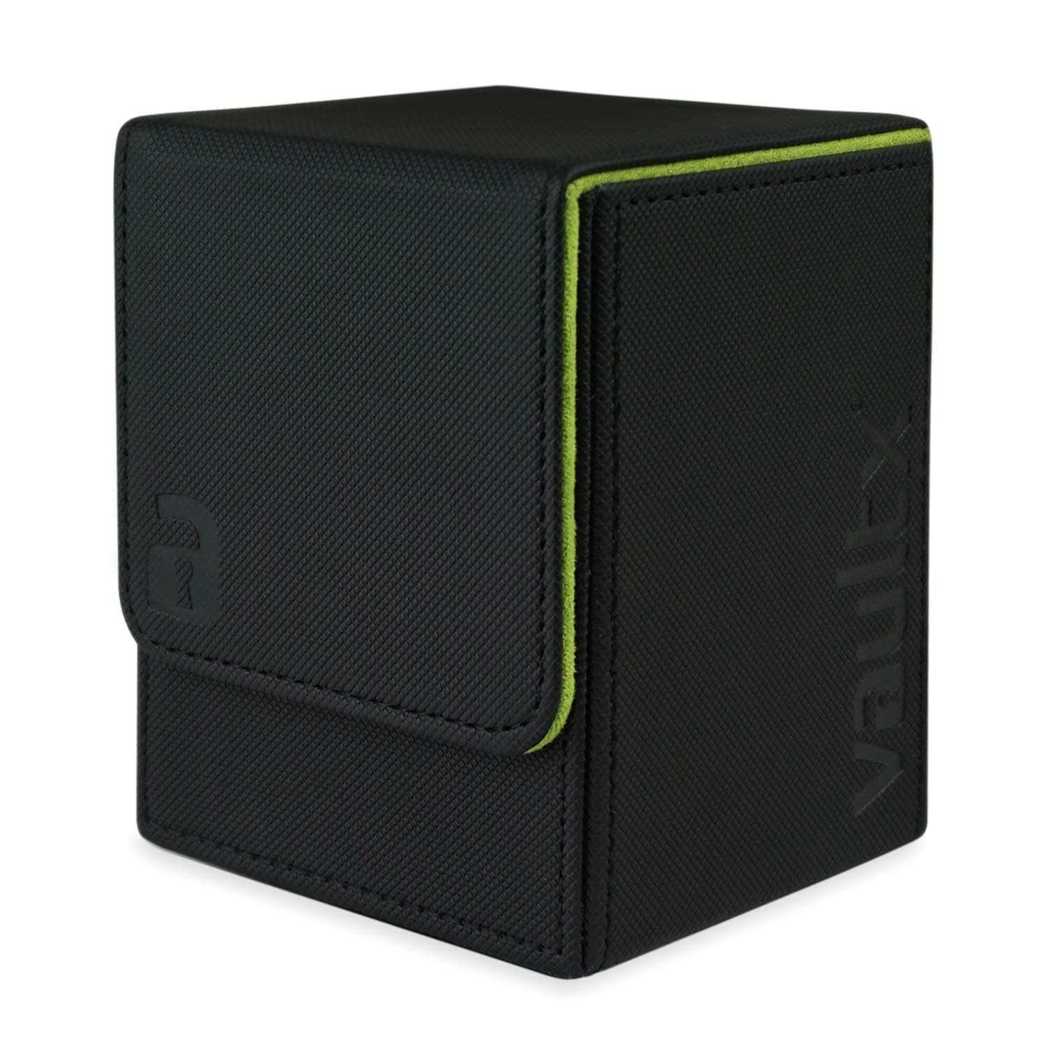 Trading Card Toploading Deck Box, 80+ sleeved cards, Premium Exo-Tec Material, Card Holder Storage Box, Detachable Magnetic Lid, for MTG Commander, TCG (Black/Electric Green)