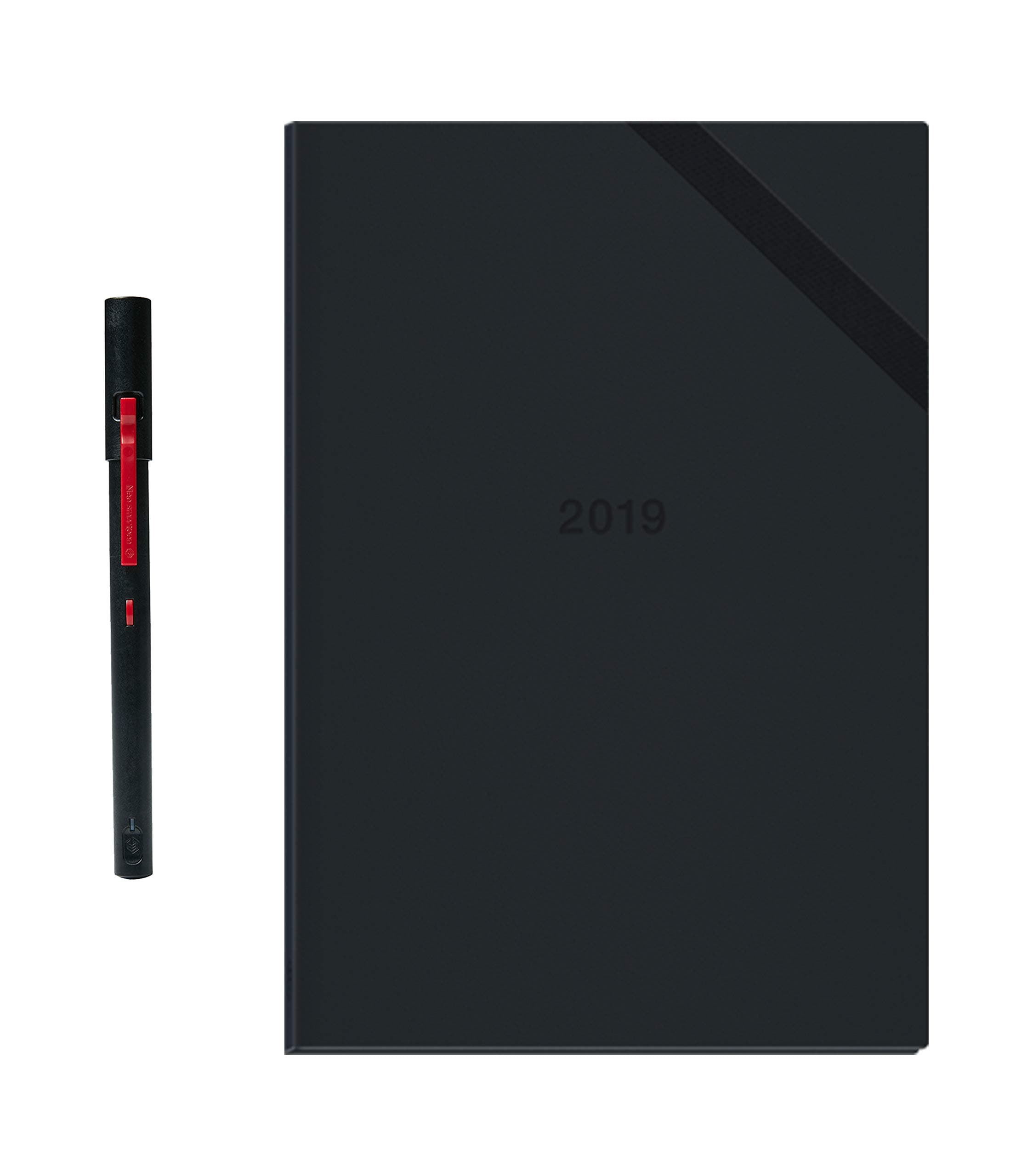 NEO SMARTPEN M1 Wireless Digital Pen (Black) Bundle with N 2019 Planner (Black, 256 Pages) - Compatible with Windows, iOS/Android Smartphones and Tablets