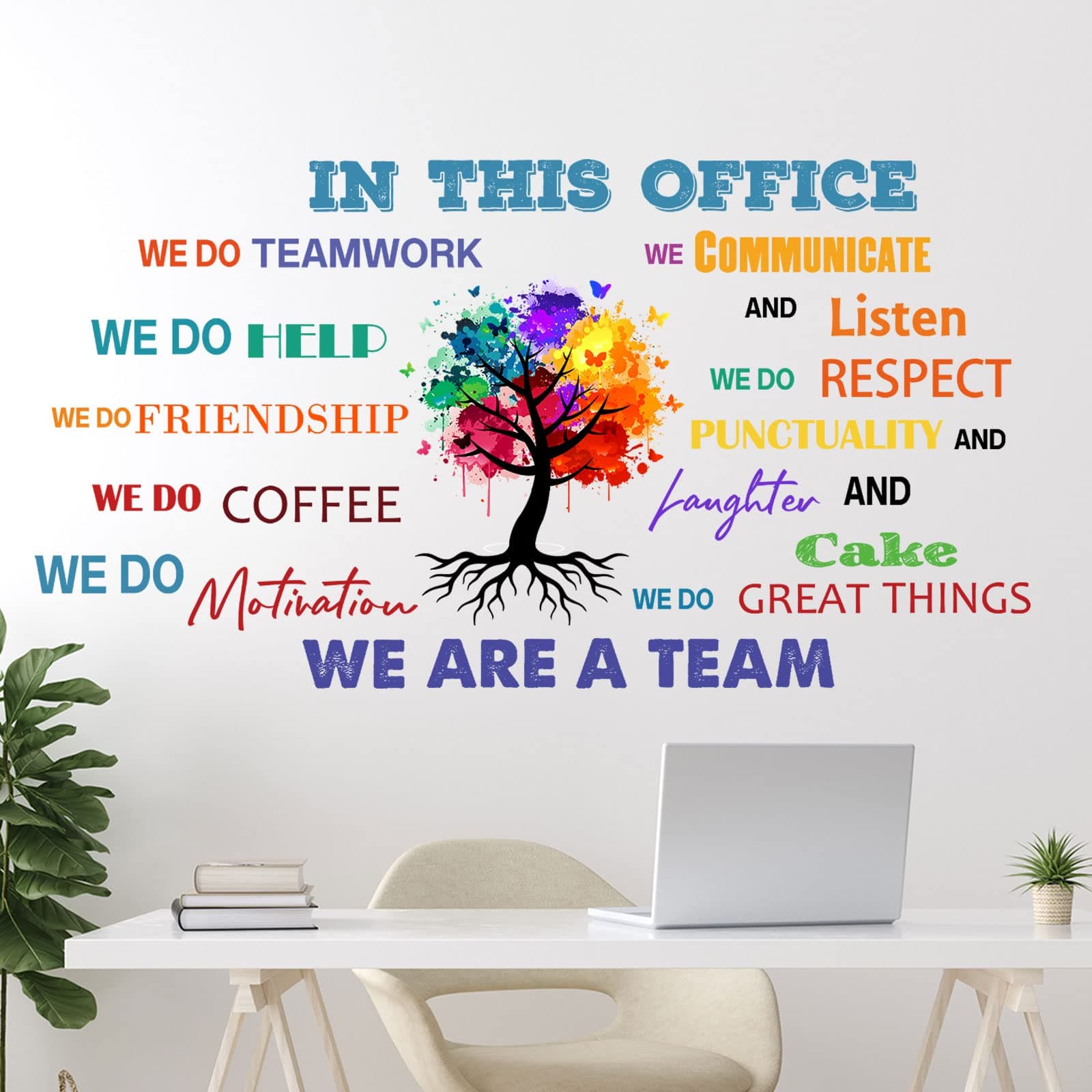 Office Inspirational Wall Decals Office Wall Decor for Quotes Positive Sayings Peel and Stick Workplace Stickers Motivational Teamwork Company Art We are a Team Gift(Elegant Style)