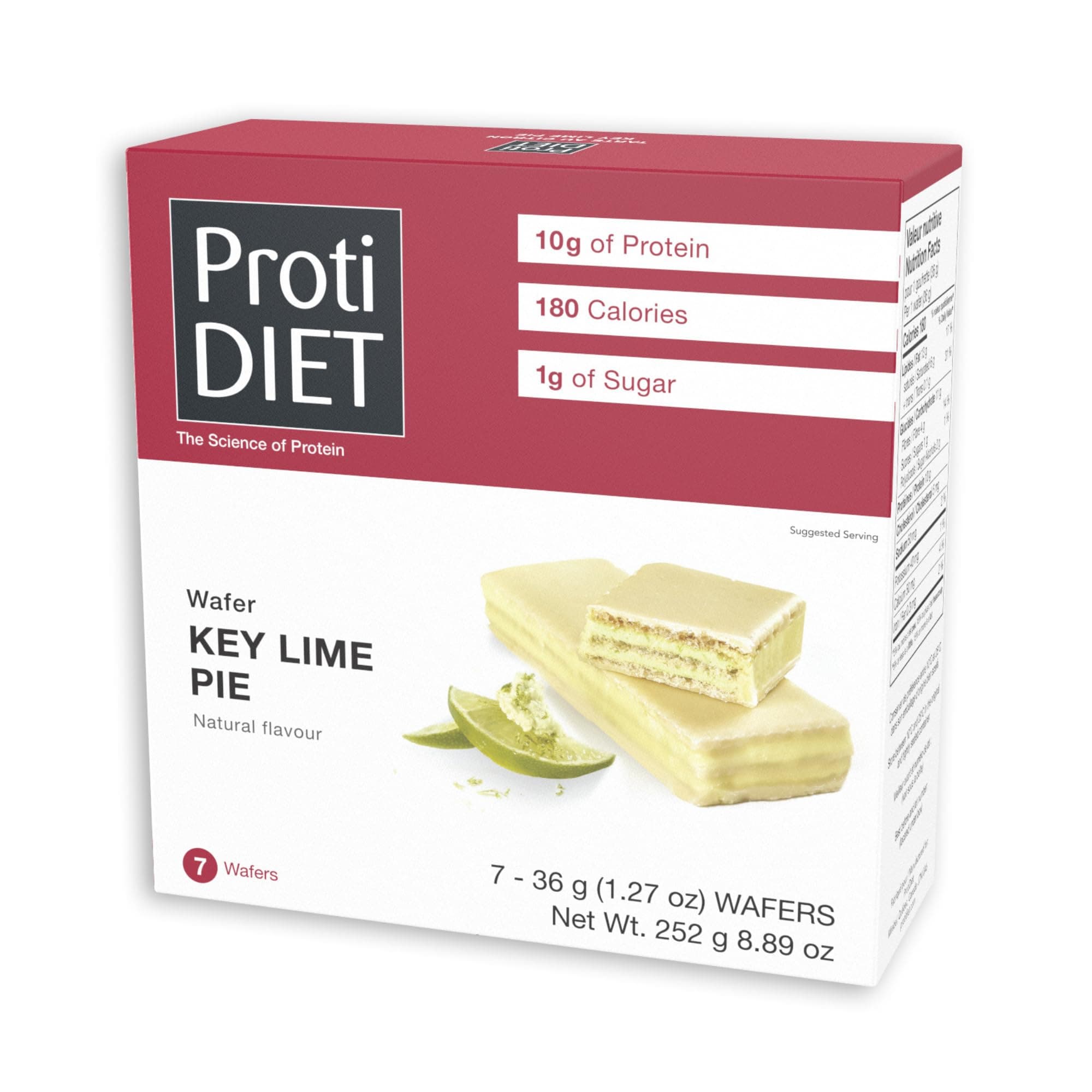 Key Lime Pie Protein Wafer Bar - Low Sugar High Protein Snacks for Adults, Perfect On the Go Meal Replacement Bar and Nutritional Snack - 7 Key Lime Wafers Per Box