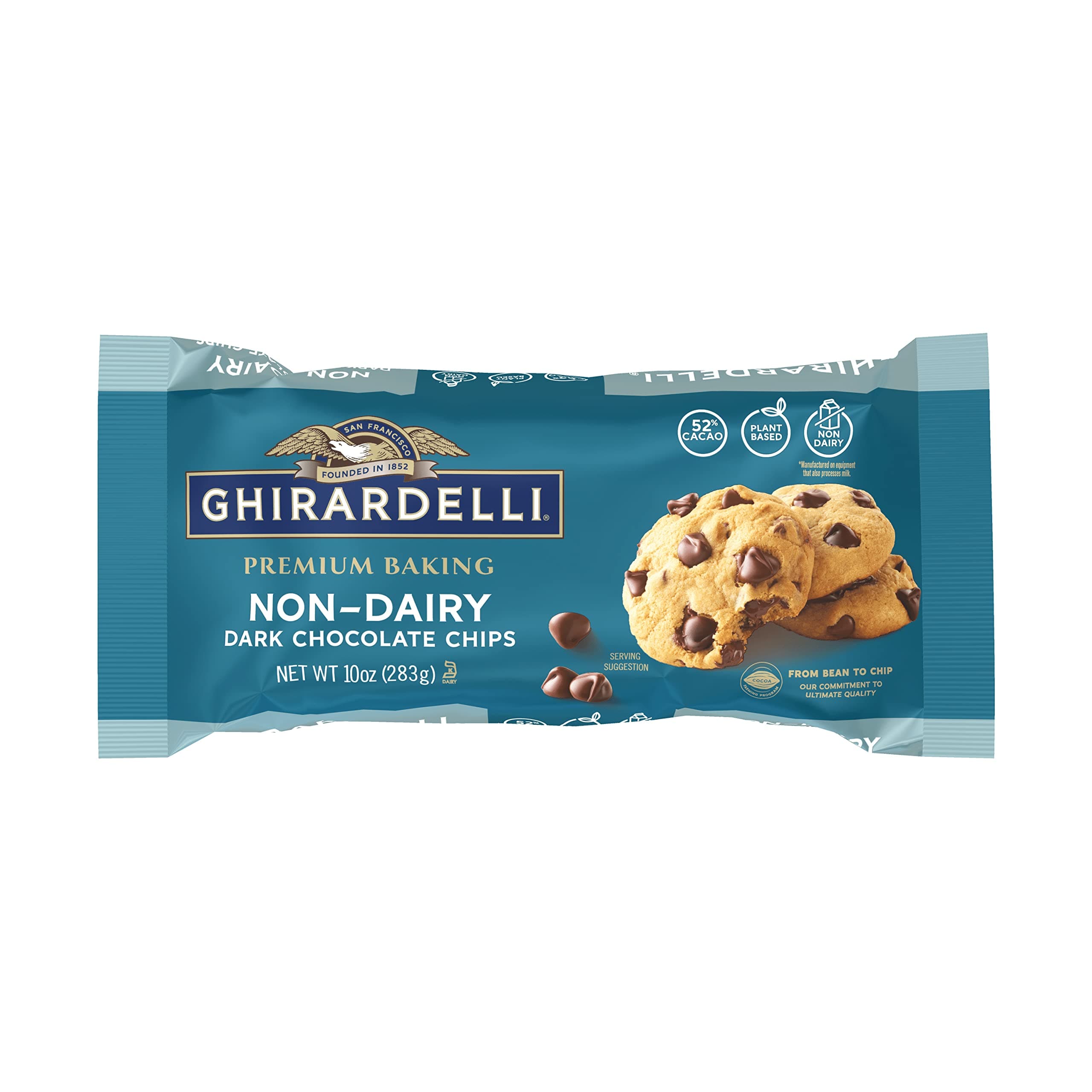GHIRARDELLI Non-Dairy Dark Chocolate Chips for Baking, Premium Baking Chips, 10 OZ Bag (12 bags)