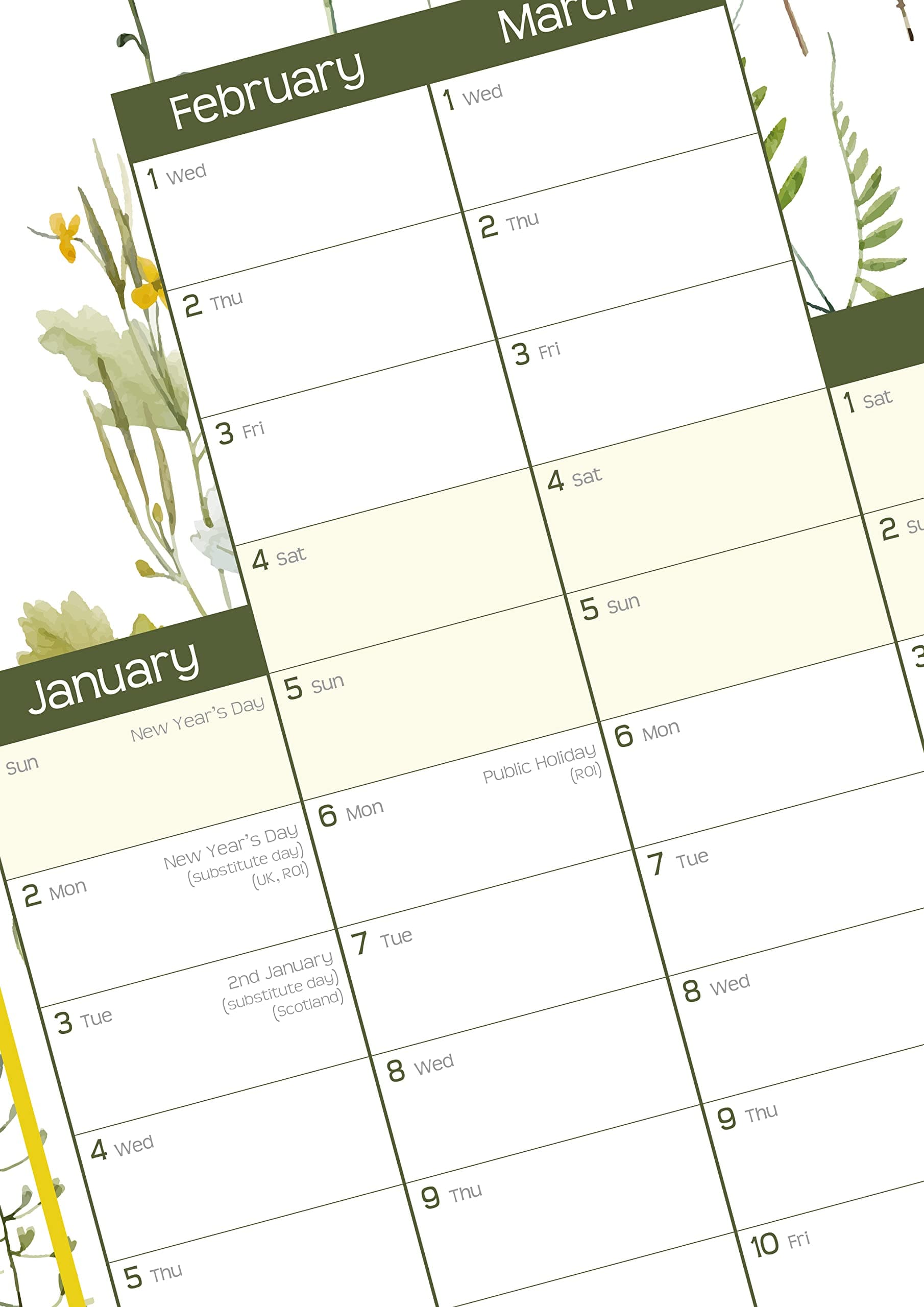 2023 Wall Planner. A2 Vertical Year Planner - Wildflower, Multi