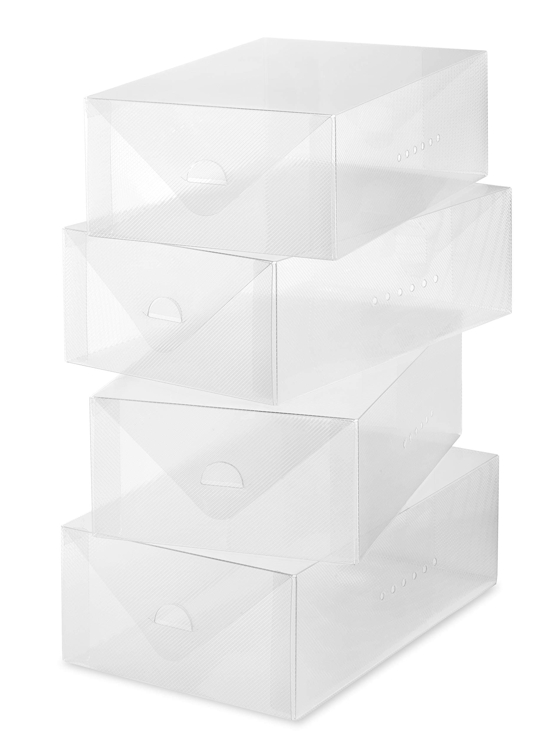 Clear Vue Shoe Box - Heavy Duty Stackable Shoe Storage - (Set of 4)