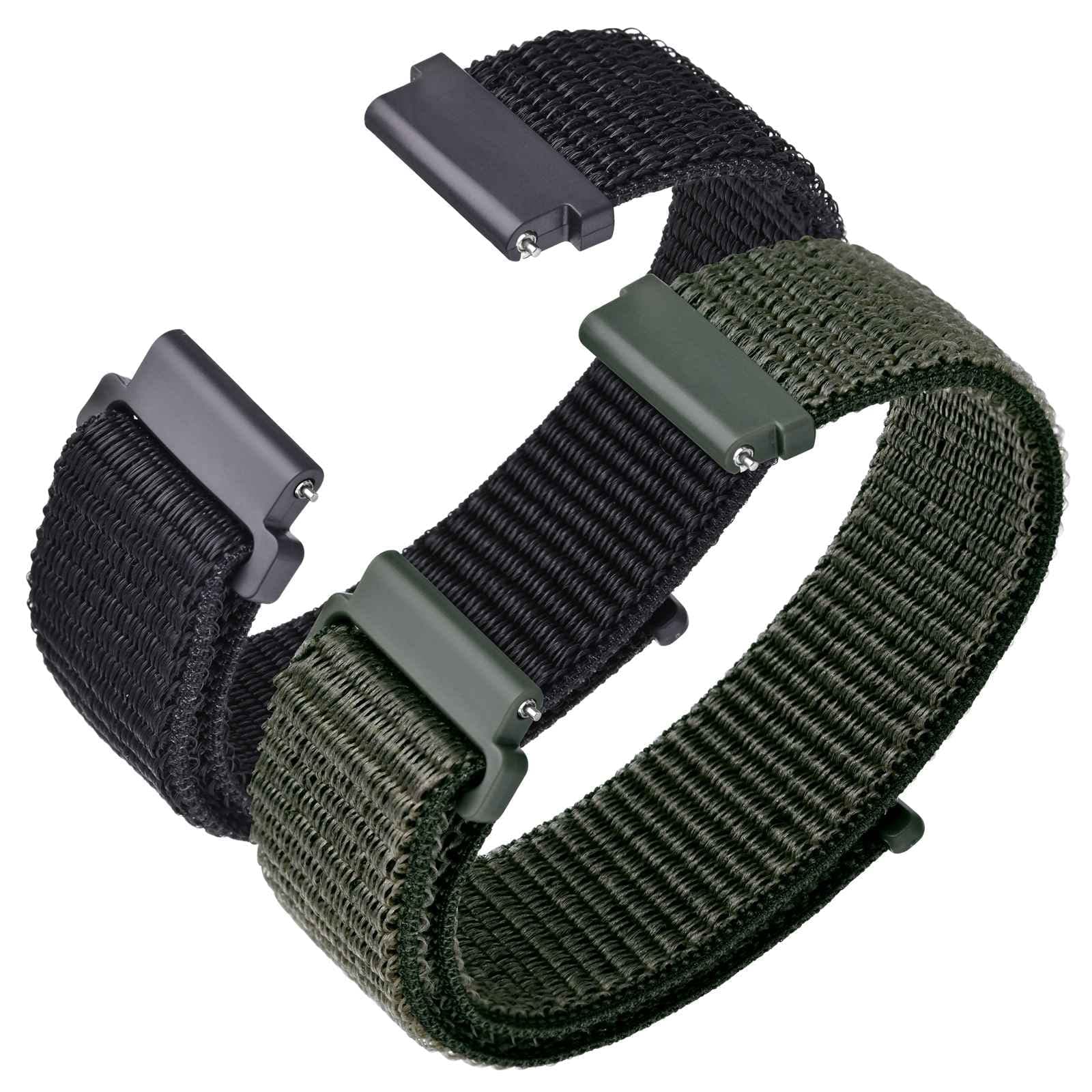 Nylon Sport Loop Watch Bands, 2 Packs Quick Release Adjustable Strap 16mm 18mm 19mm 20mm 21mm 22mm 24mm