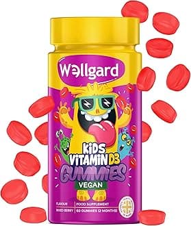 Wellgard Kids Vitamin D3 Gummies - 2 Month Supply - Vegan Chewable Vitamin D Gummies, Mixed Berry Flavour