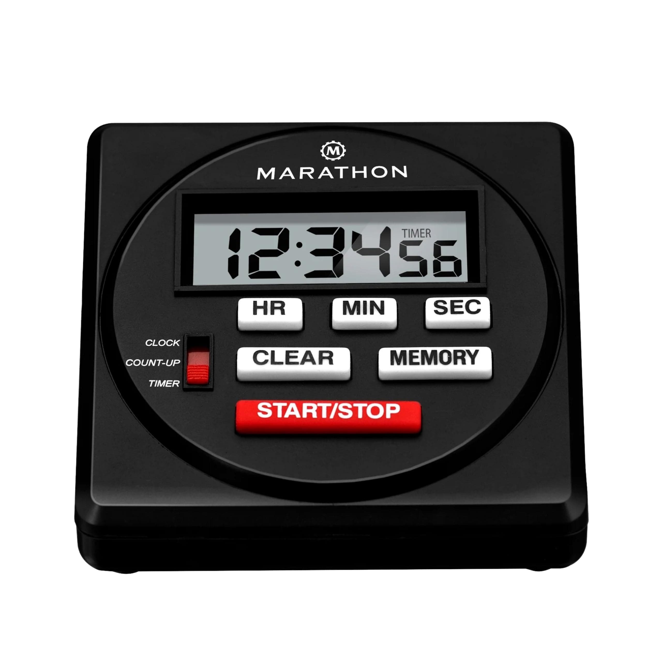 Marathon Commercial Grade 24 Hour Digital Timer with Countdown, Count-up and Clock Feature - Batteries Included Large Black FBA_TI080001BK
