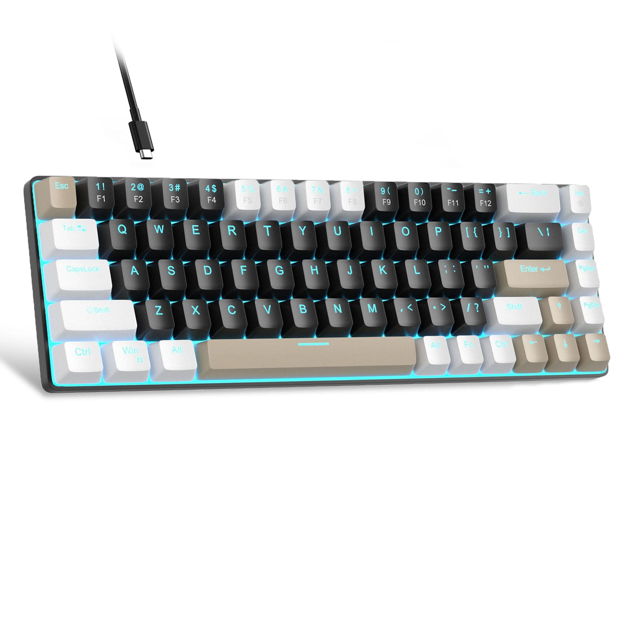 MageGee Portable 60% Mechanical Gaming Keyboard, MK-Box LED Backlit Compact 68 Keys Mini Wired Office Keyboard with Brown Switch for Windows Laptop PC Mac - Black/Coffee Color