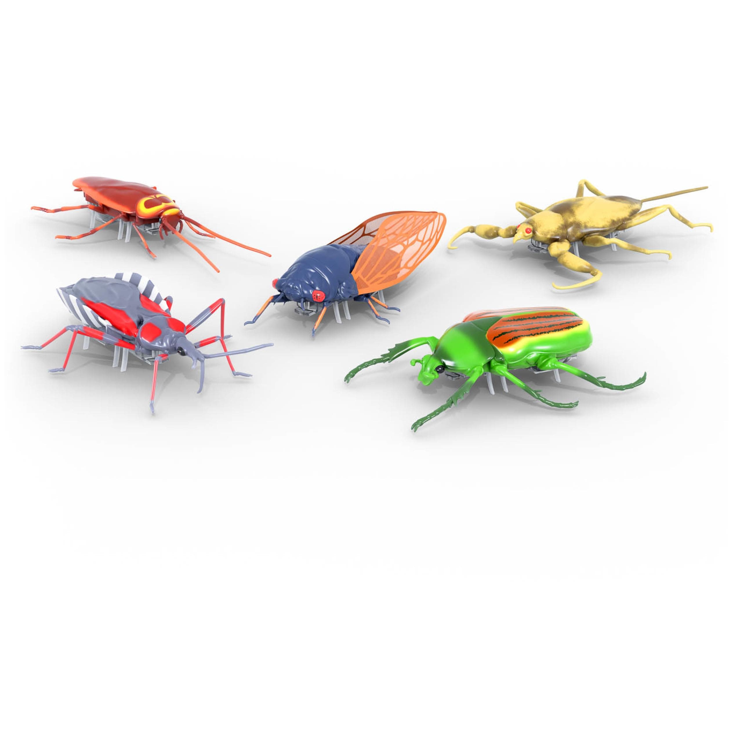 HEX BOTS 5 Pack Nano Real Bug Fake Insect Toy Figures Sensory Toys for Kids & Cats Robot Toys for Boys Girls 3+ Years Old