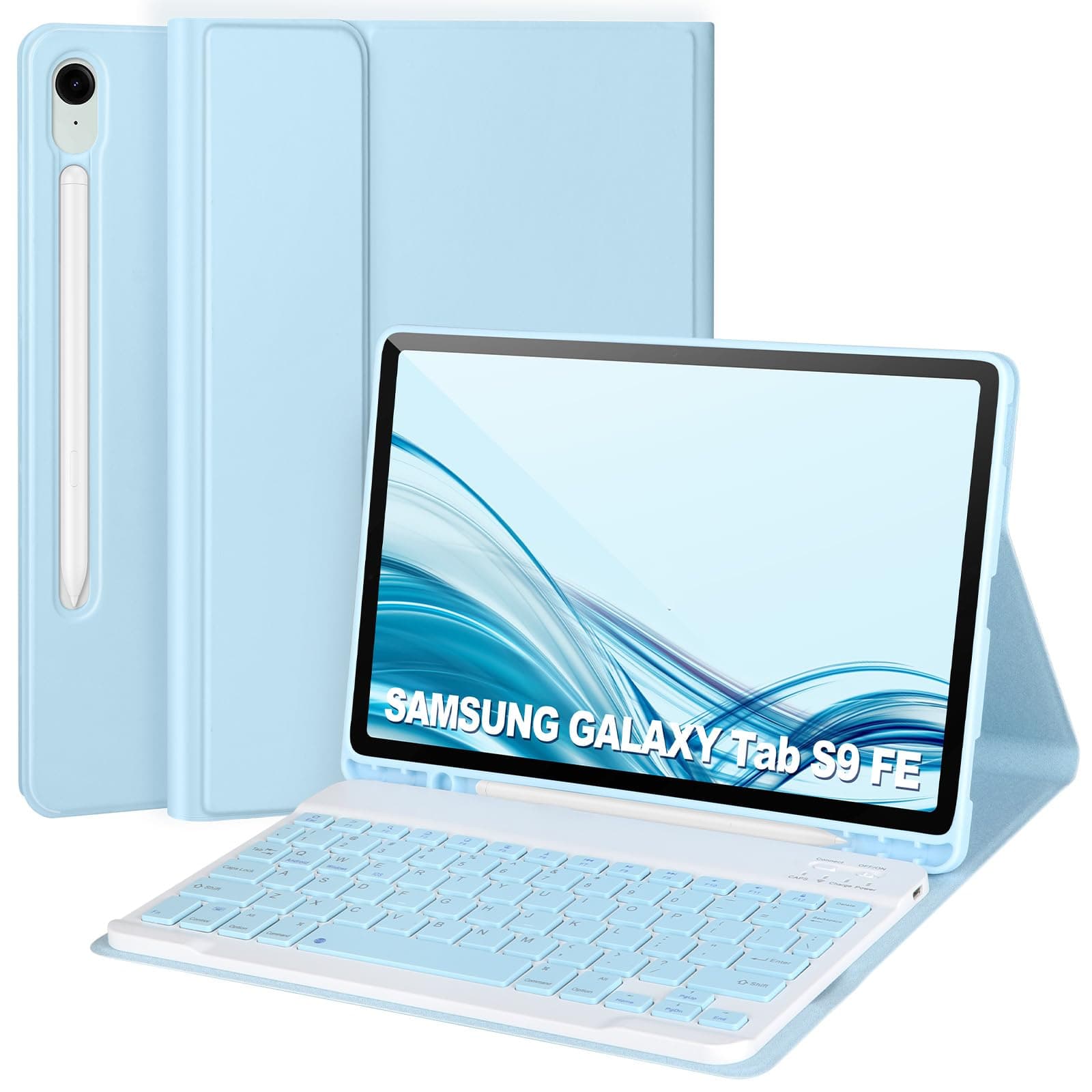 Keyboard Case for Samsung Galaxy Tab S9 FE 5G 10.9-inch, Keyboard for Samsung Tab S9 11'',Bluetooth Detachable Keyboard, Smart Cover Compatible with S Pen, Auto Sleep/Wake (Blue)