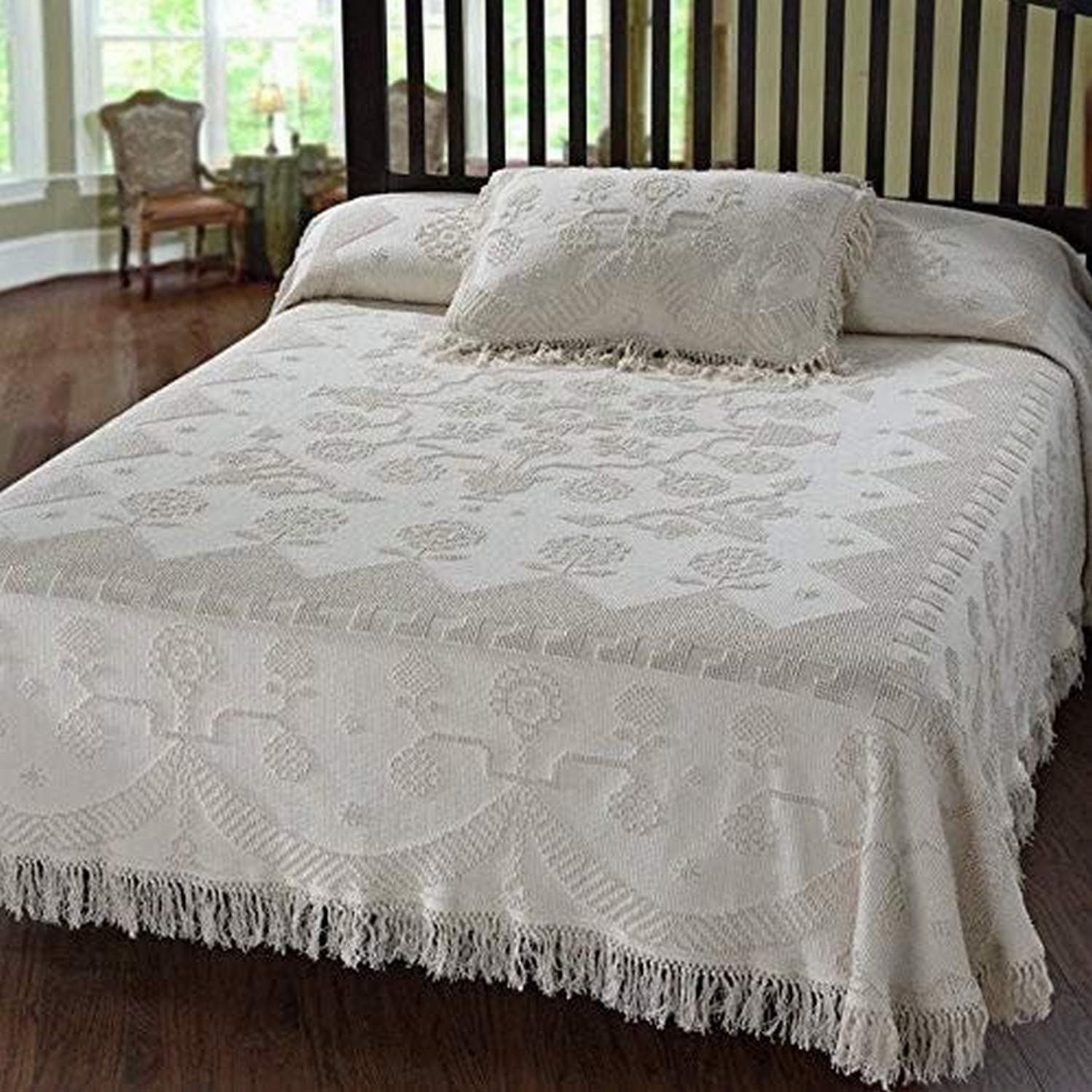 Martha Washington's Choice Bedspread - King - Antique - with String Fringe