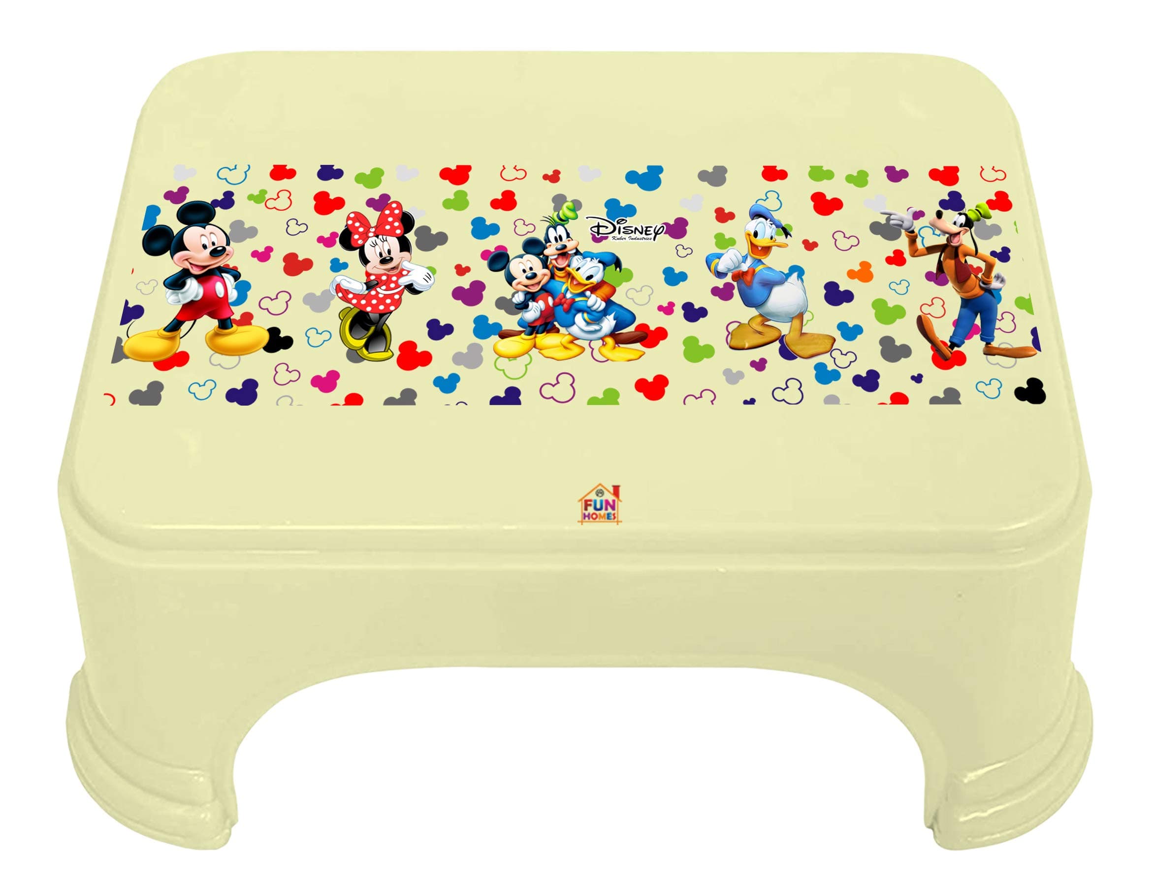 Fun Homes Disney Team Mickey Print Square Plastic Bathroom Stool (Cream) -HS_35_FUNHOMES17259