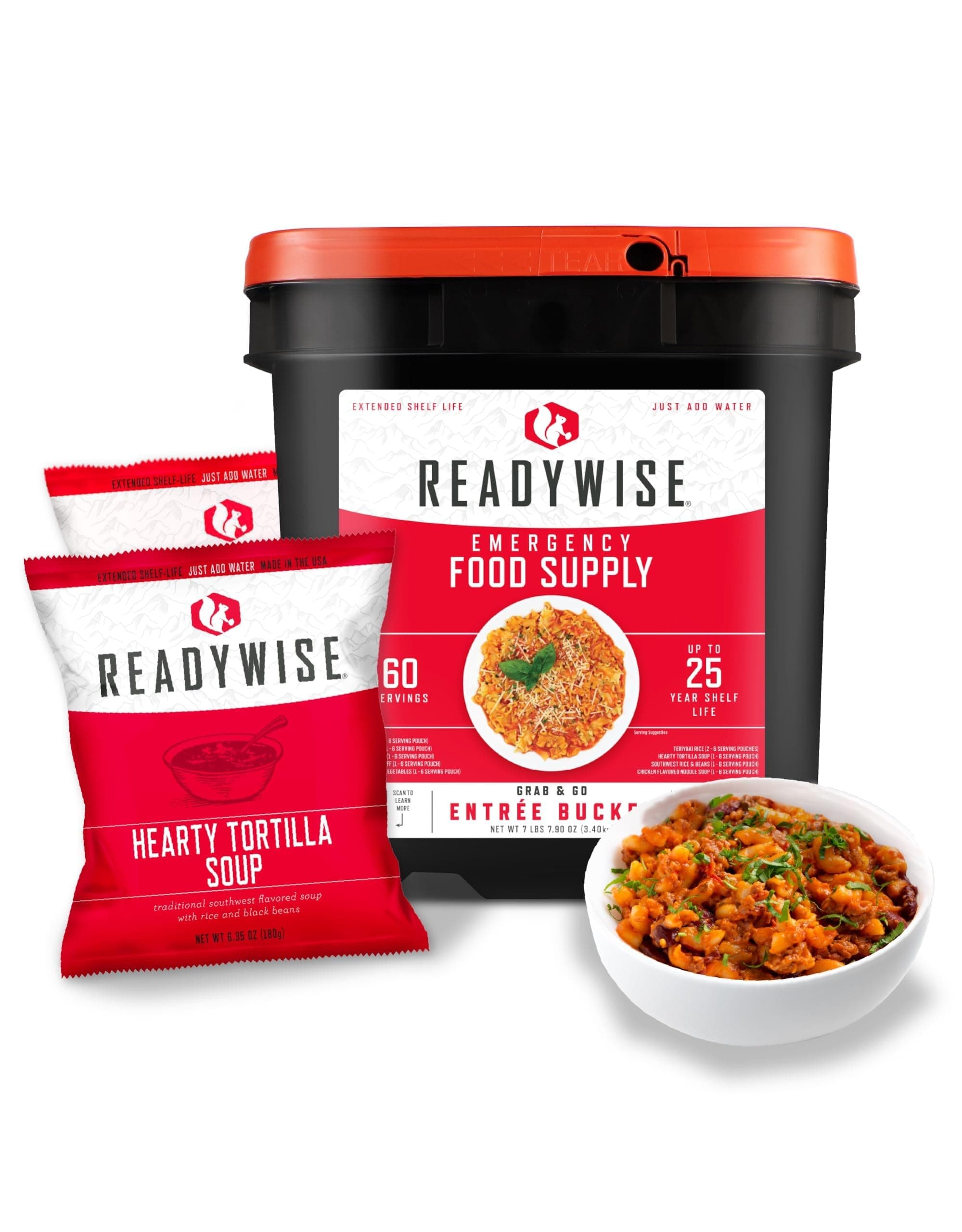 – ReadyWise, 60 Servings, Lunch & Dinner, 13 Different Recipies, Grab & Go, Freeze Dried, Up To 25 Years Shelf Life, Emergency Food, 7 Days Food For 1 Person