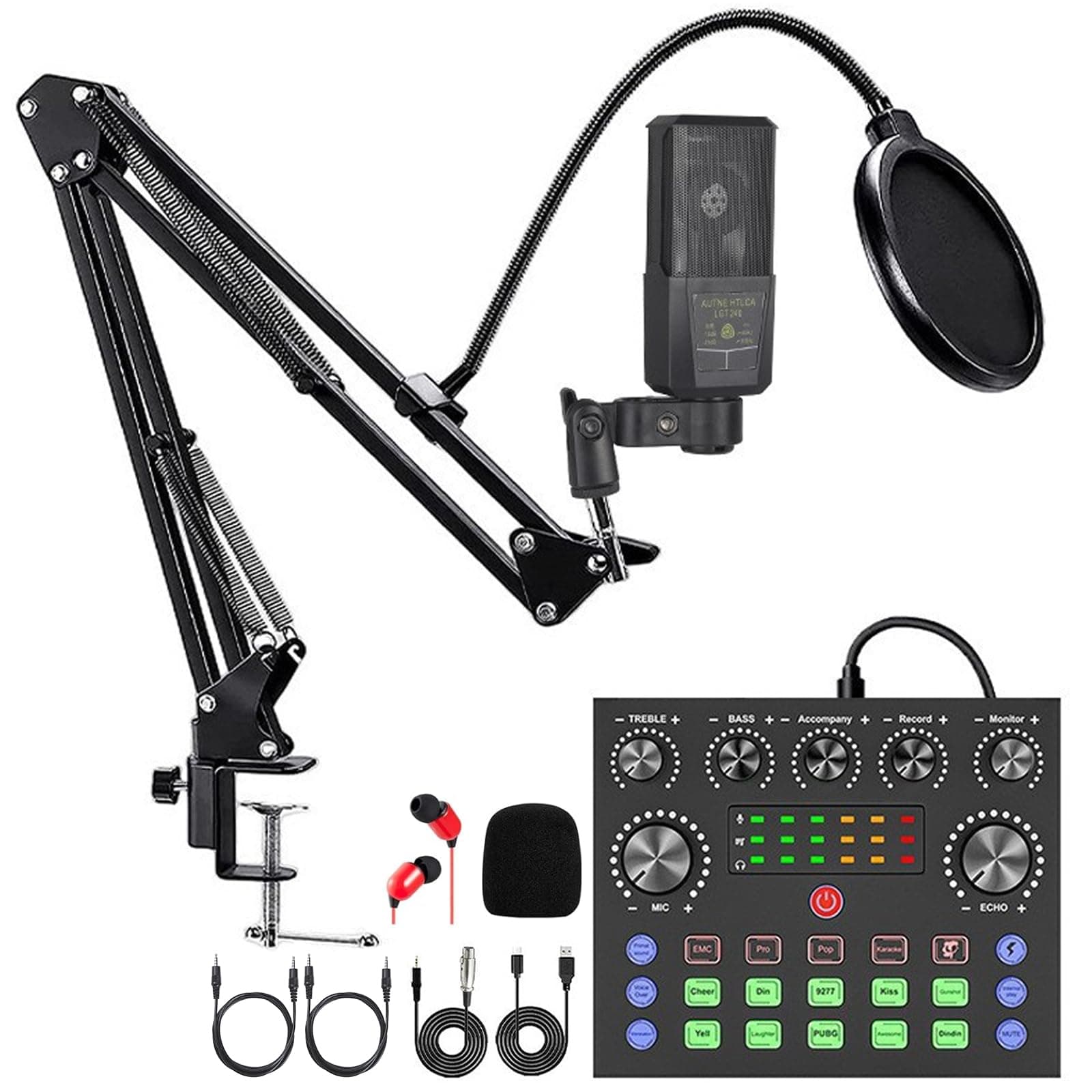 – Podcast Equipment Bundle, Audio Interface with DJ Mixer and Studio Broadcast Microphone, Perfect for Recording, Live Streaming,Gaming,Compatible with PC,Smartphone,Play Station