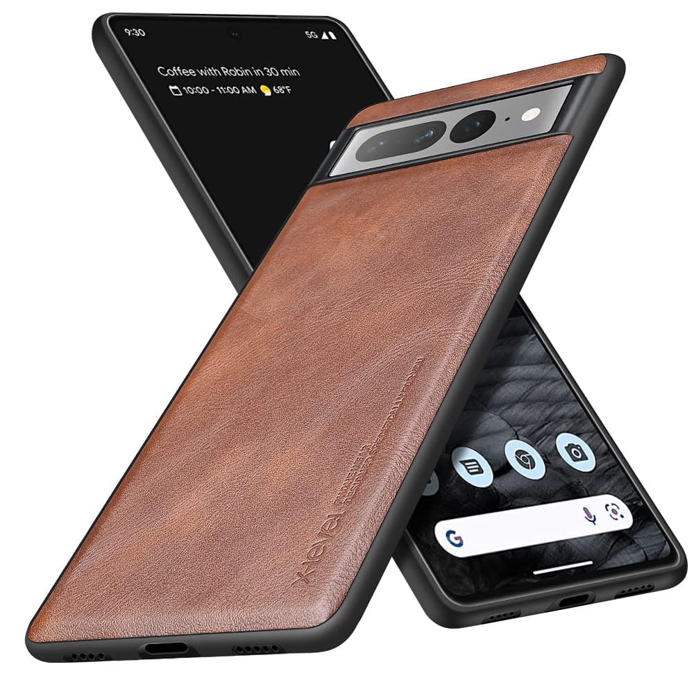 Google Pixel 7 Pro Case, [Earl 3 Series] Anti-Scratch Premium PU Leather with Soft TPU Silicone Bumper Shockproof Protective Phone Cover Case for Google Pixel 7 Pro - Brown