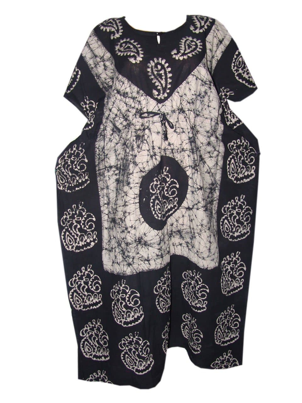 odishabazaar Cotton Solid Maxi Nighty (ak-215_White & Black_Free Size)