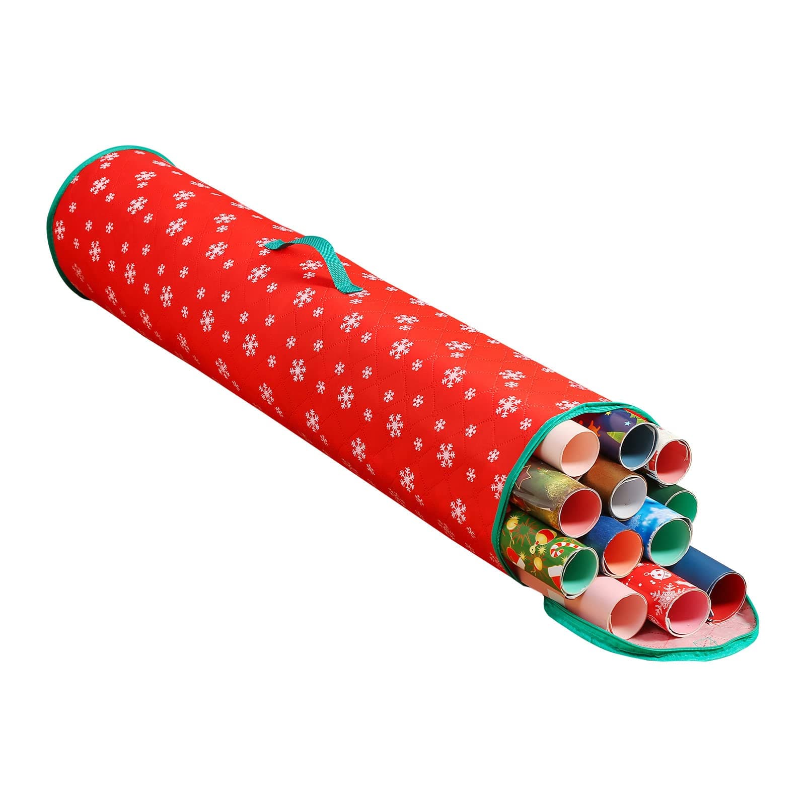 Thickened Wrapping Paper Storage Bag [1-Pack] Fits Rolls Upto 40" Wrap Organizers Containers Under Bed Wrapping Paper Storage Container Xmas Underbed (Red, 1)