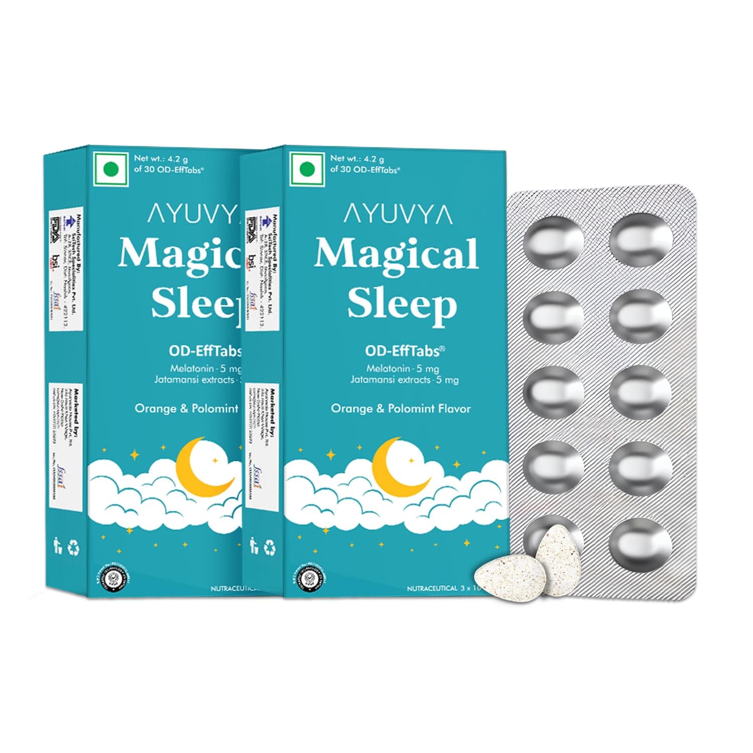 Ayuvya Magical Sleep Support Melatonin Effervescent Pills - Natural Sleep Solution| Night Time Sleep Aid & For Morning Energy, (Pack of 2) | As Seen on Shark Tank