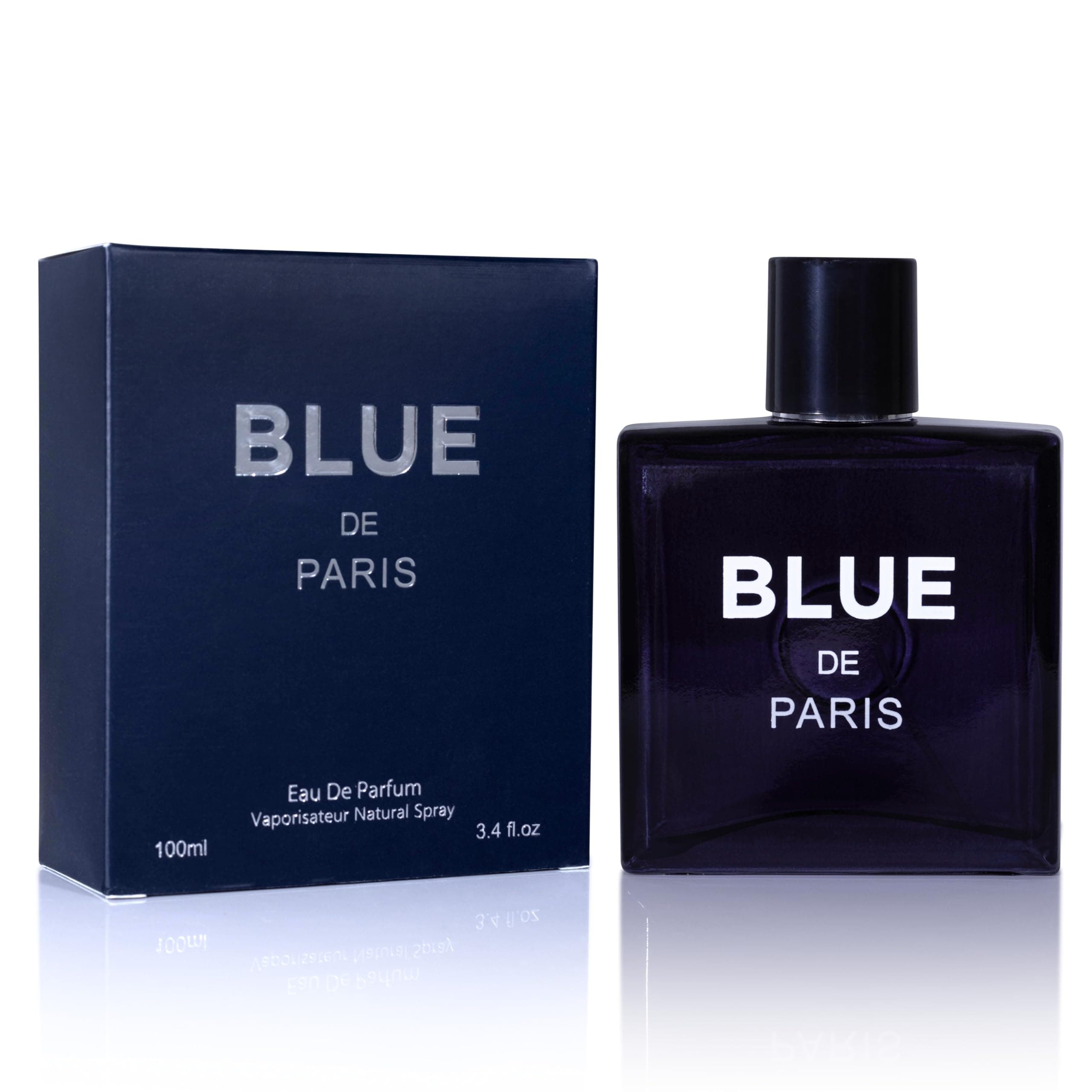 Blue De Paris For Men - 3.4 Fl. Oz. (100ml) Men's Perfume - Refreshing Woody, Floral & Fruity Fragrance - Long-Lasting Masculine Scent, Ideal Gift for Any Occasion