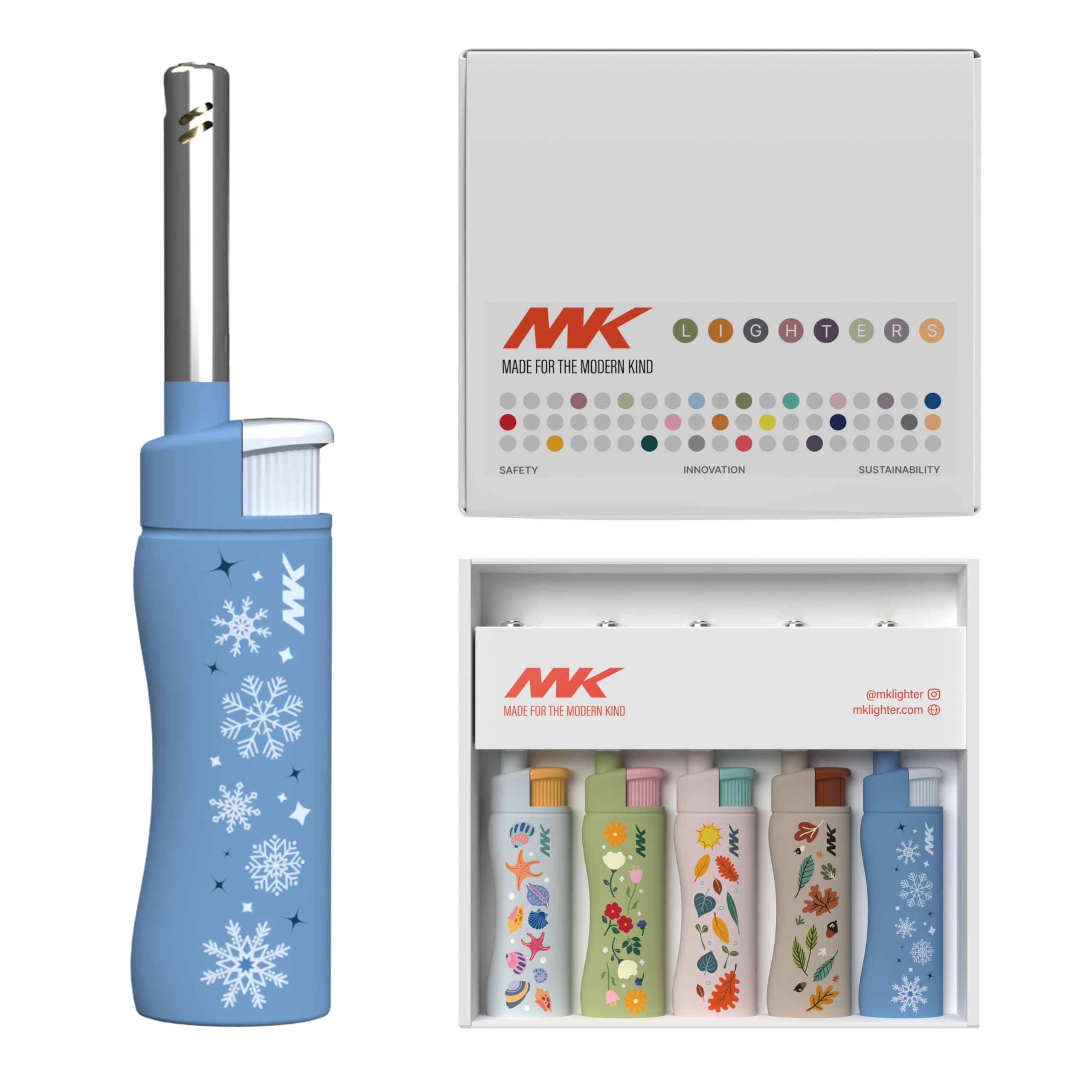 Candle Lighter, Butane Refillable Wind-Resistant Flame, 4-Pack for BBQ, Camping, Outdoor Use (Season-5pc)