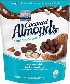 Edward Marc Chocolatier Dark Coconut Almonds, 32 Ounce