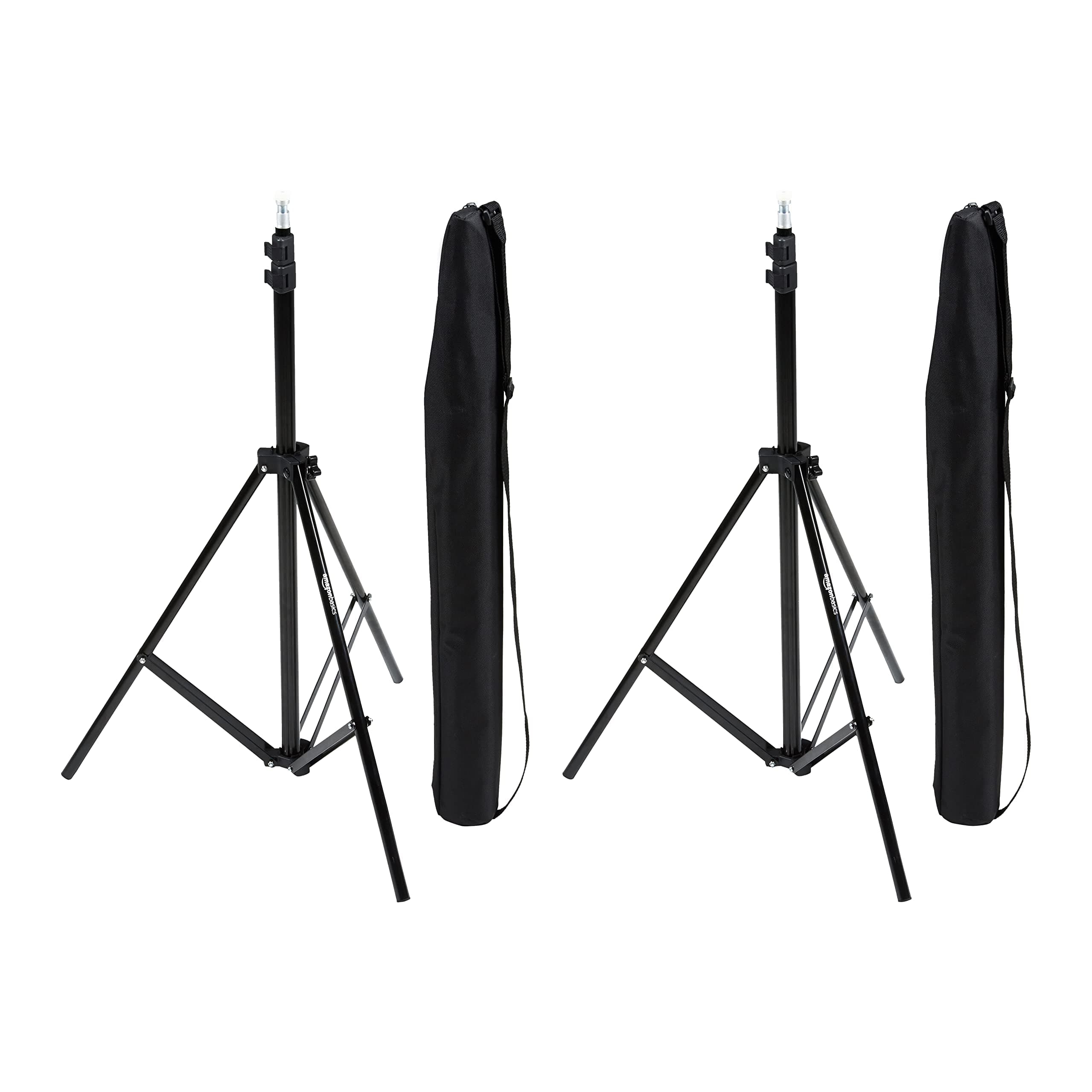 Amazon Basics Aluminum Light Photography Tripod Stand with Case - Pack of 2, 0.8 - 2.04 meters, 1.6 kilograms, Black