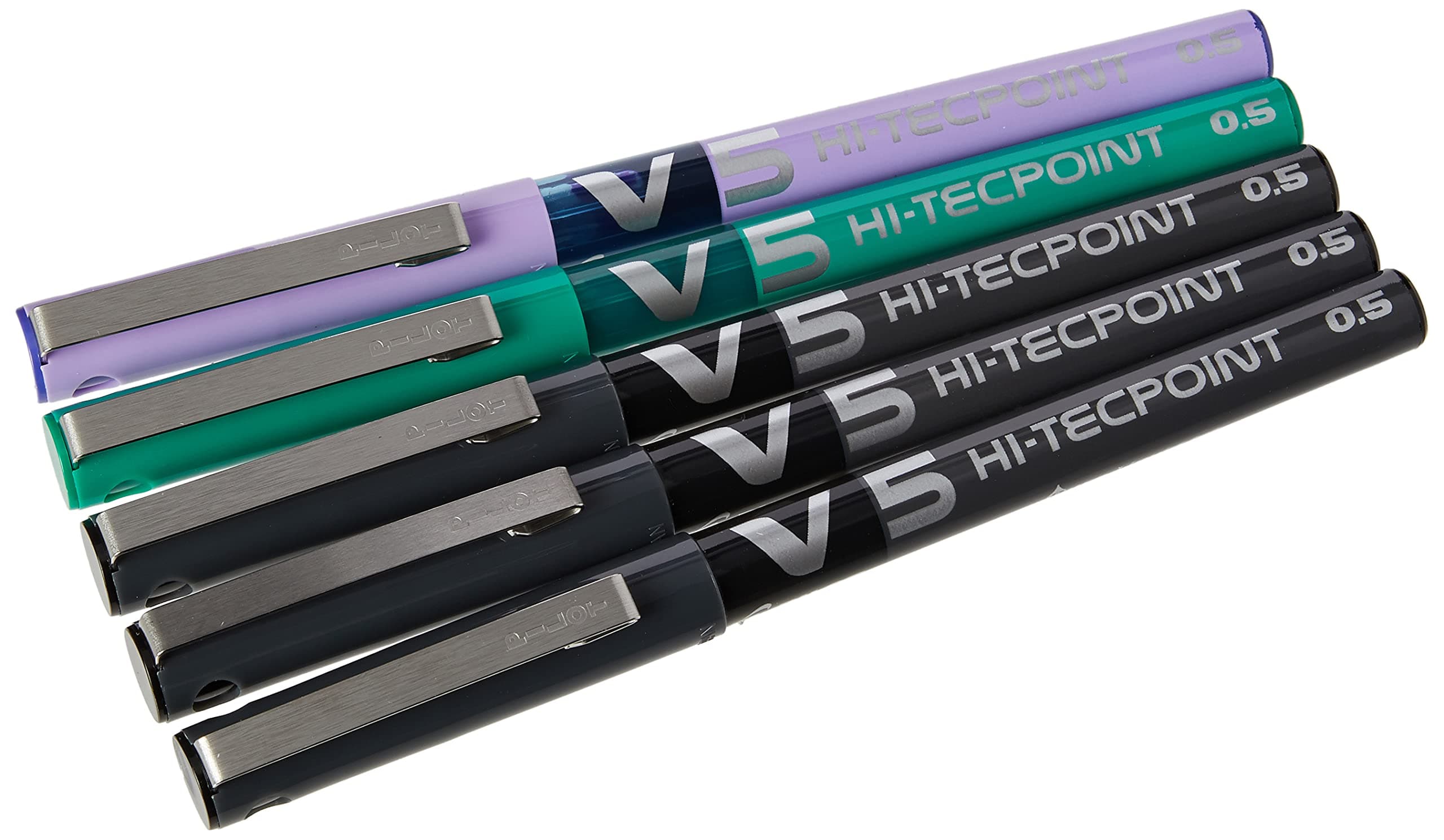Pilot V5 0.5 mm Liquid Ink Rollerball Pen, Pack of 5