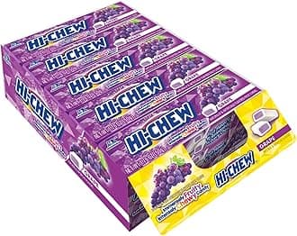 Grape Sticks - Box of 15, 1.76oz ea | Unique Fun Soft & Chewy Taffy Candy | Immensely Juicy Fruit Flavors