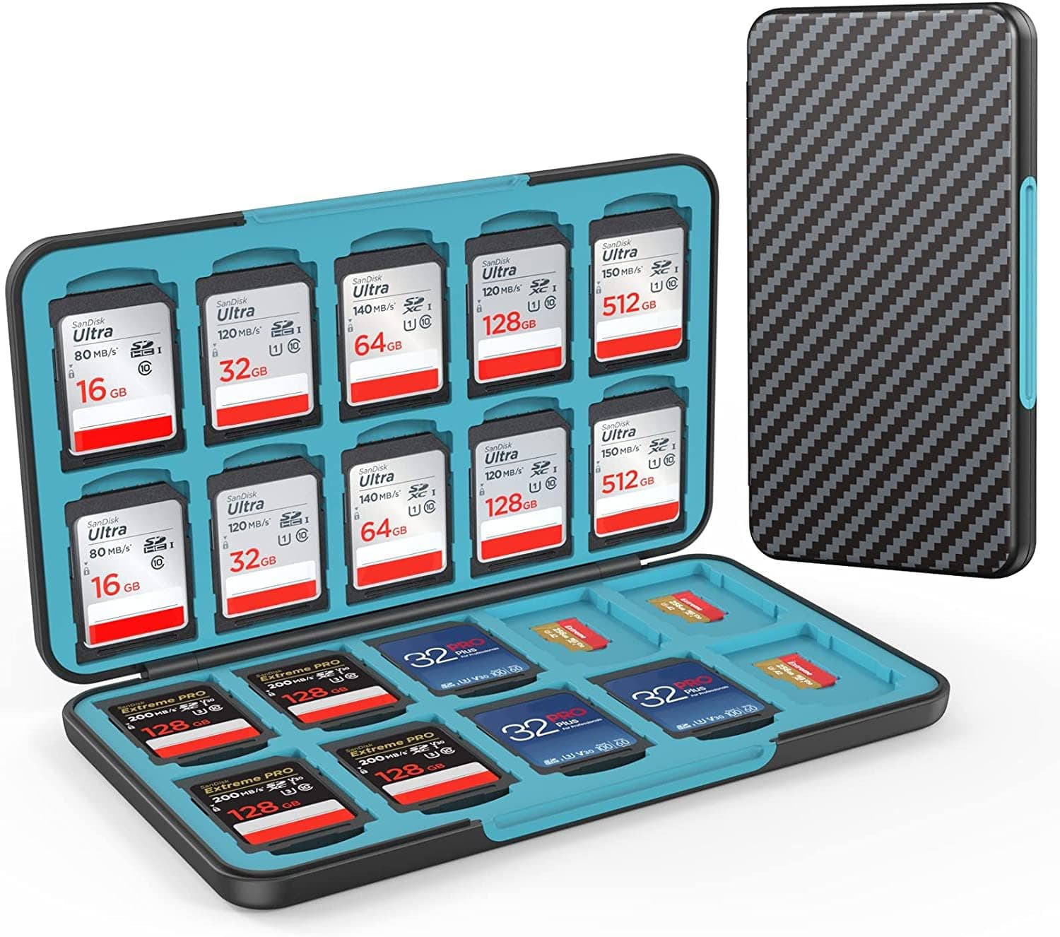 HEIYING Memory Card Case for SD/TF Cards,Portable SD Card Holder Storage Case Compatible with 20 SDXC SDHC and 20 TF Cards Slots