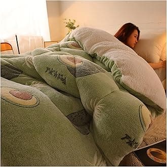 RRNAR Down Duvet, Cashmere Quilt, Quilt/quilts, Comforter, Winter Quilt Thicken Lamb Cashmere Duvet for All Seasons, Soft and Durable Heavy Quilts, Machine Washable,F,150x200cm(2.5kg) [Energy Class A]