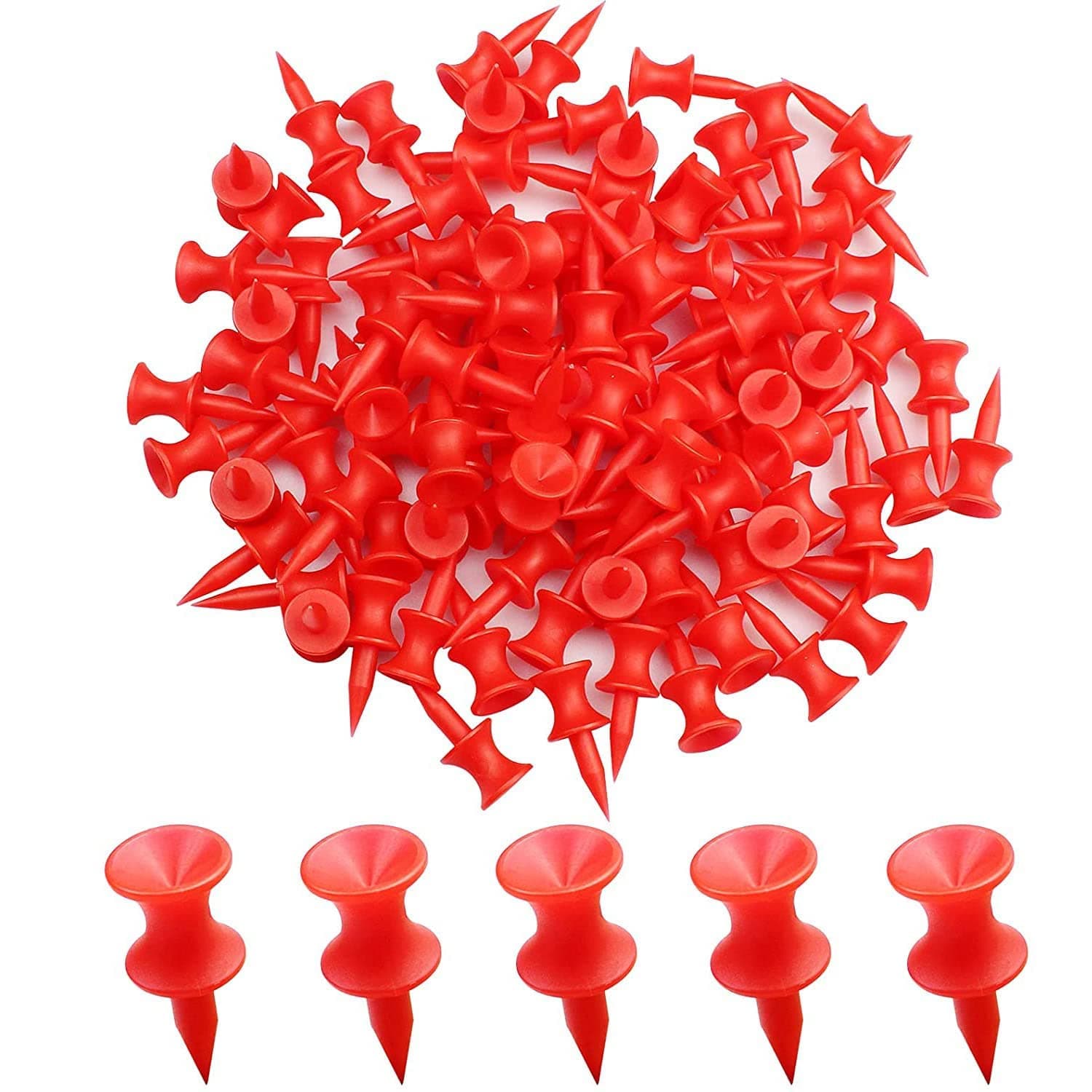 acdokuk 100 Pieces Red Castle Golf Tees Plastic Step Down Tees, Small Graduated Tees Golf for Golf On Course Accessories (Red)