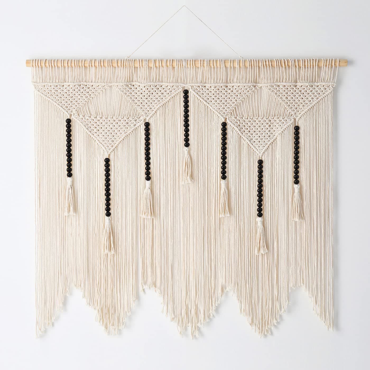 SOONOW Boho Wall Decor - Large Macrame Wall Hanging 43x35 inch - Macrame Headboard For Bedroom, Macrame Curtains (Wood Dowel Included)