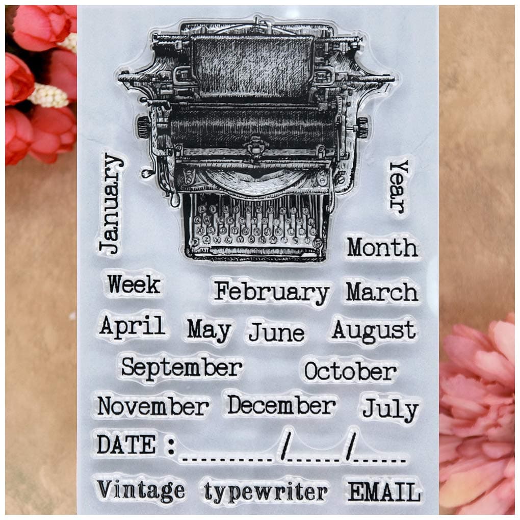 Retro Printer Month Year Week Date Typewriter lear Stamps for Card Making Decoration and DIY Scrapbooking