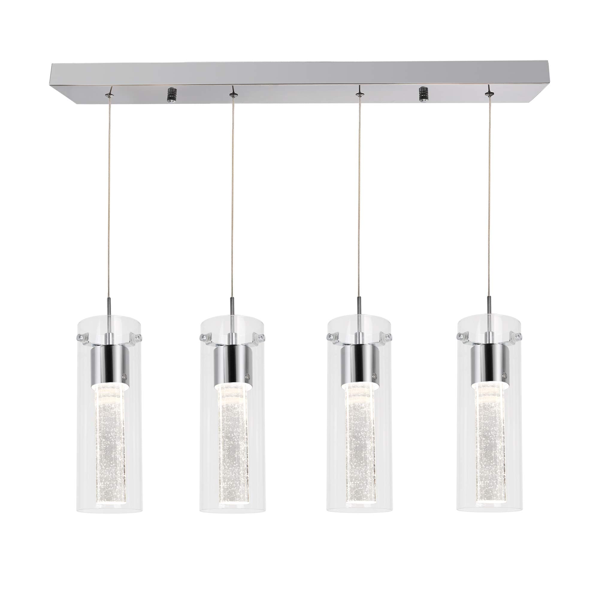 hykolity 4-Light Pendant Ceiling Fixture, Integrated LED Kitchen Lighting, 26W (150 Watt Equivalent) CRI 90+, 1950lm Premium Bubble Glass with Chromed Finished ETL Listed