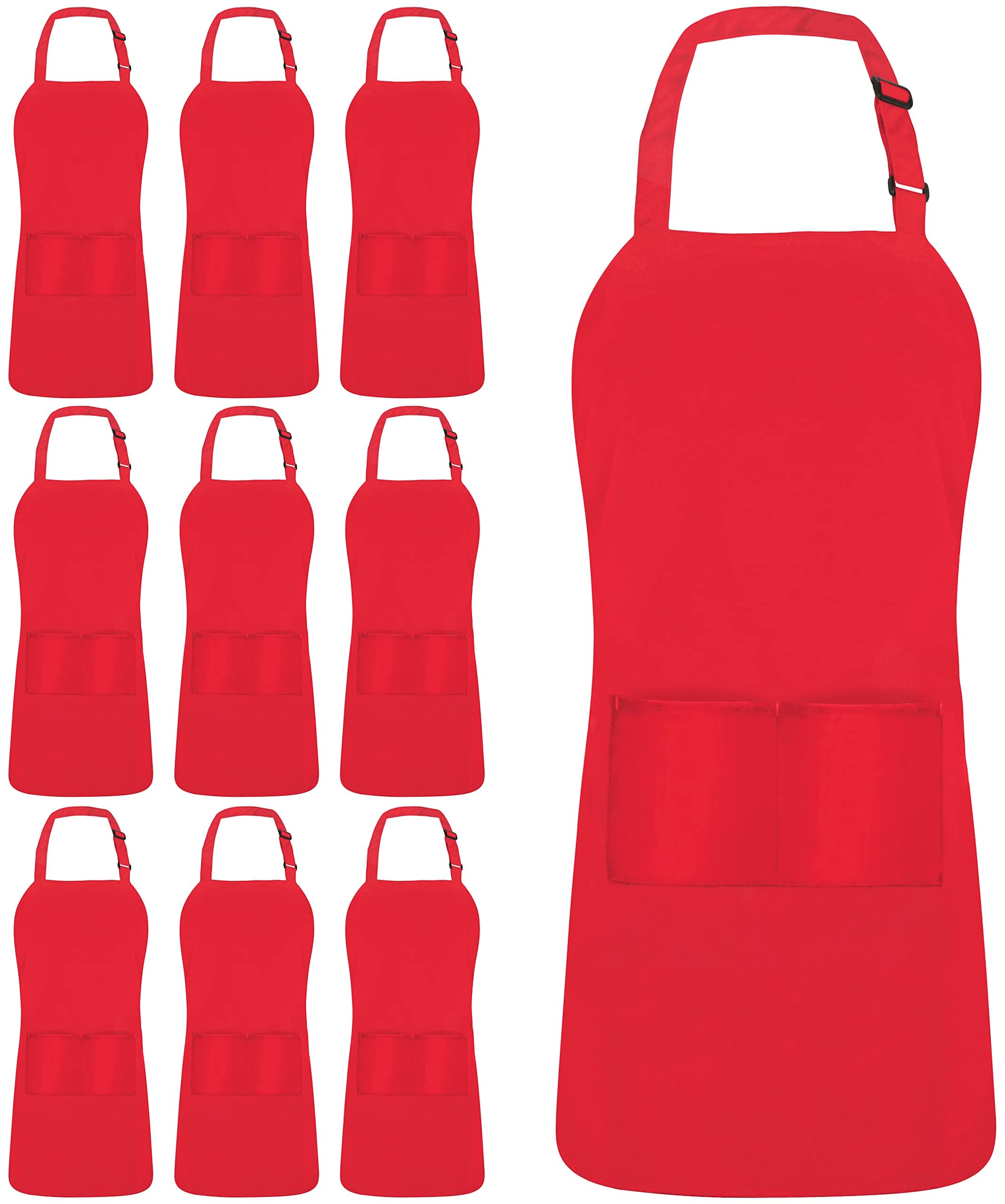 Utopia Kitchen 10 Pack Bib Apron Adjustable with 2 Pockets, Water and Oil Resistant, Cooking Kitchen Chef Apron for Women Men