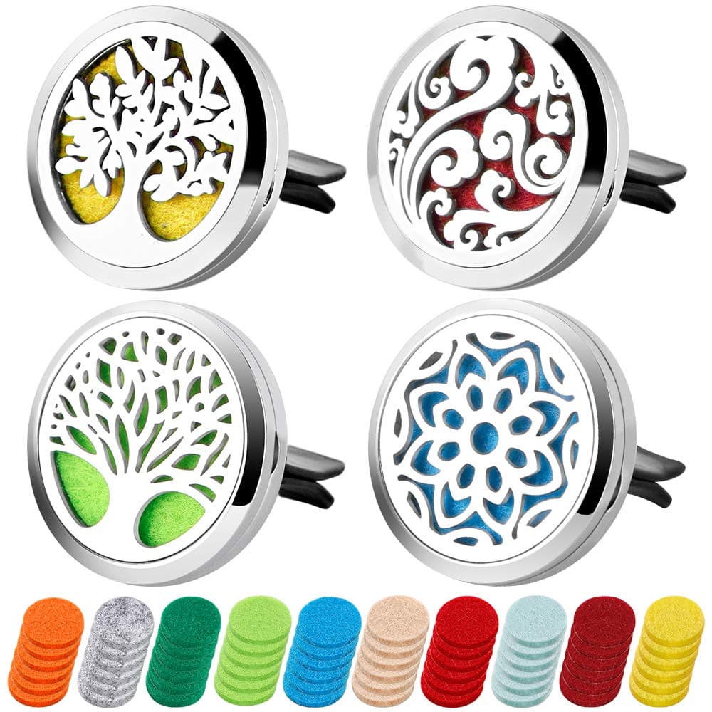 4 PCS Car Diffuser Vent Clip Aromatherapy Essential Oil Diffuser Car Clip Set with 60 Felt Pads