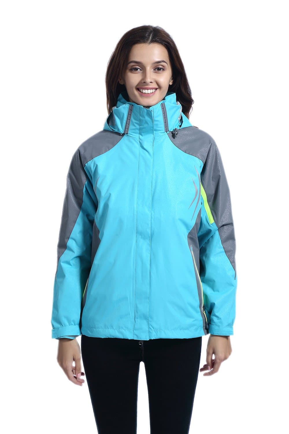 Women's Winter Ski Jacket Water Resistant Windproof 3 in 1 Jacket Puff Liner Turquoise XL