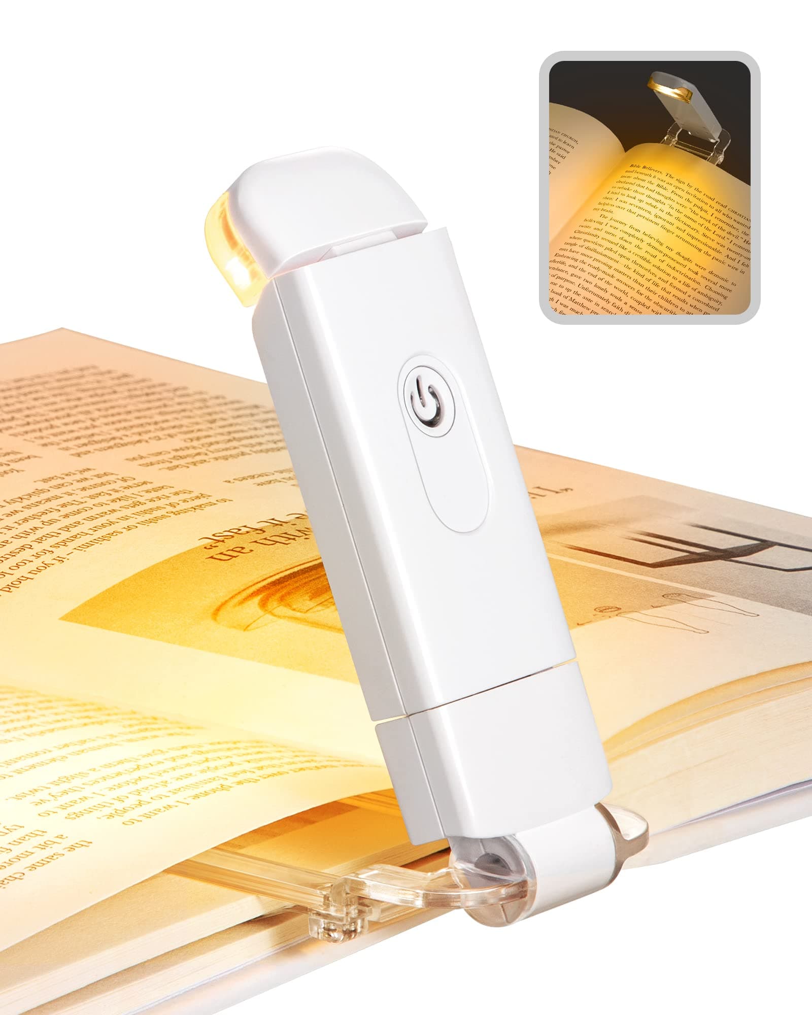 Amber Book Reading Light, USB Rechargeable Book Light for Reading in Bed, Blue Light Blocking, 3 Brightness Levels, LED Clip On Book Lights for Kids, Bookworms